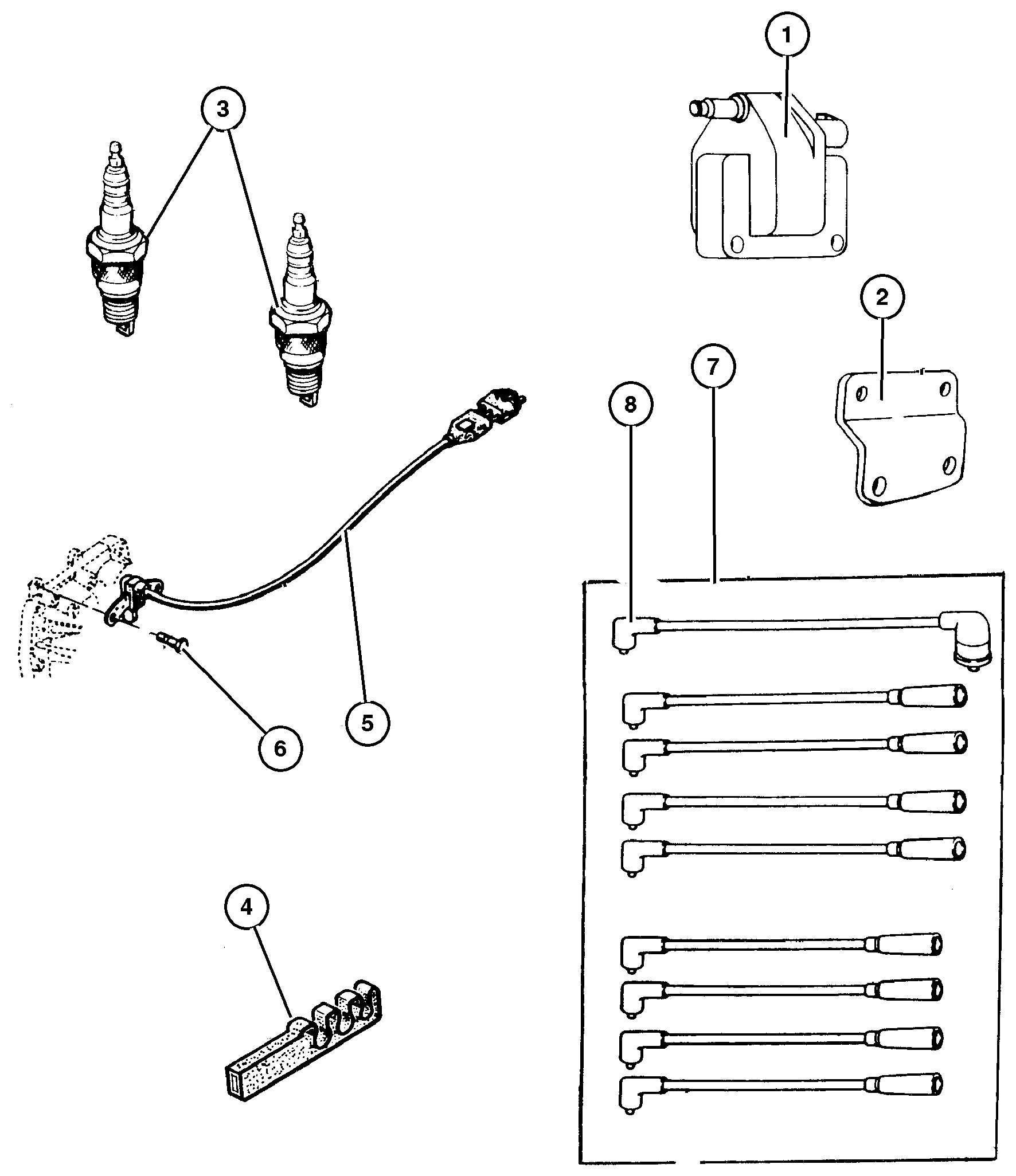 Exploded view: Spark Plugs-Cables-Coils 5.2L & 5.9L Engine 5.2L & 5.9L Engine