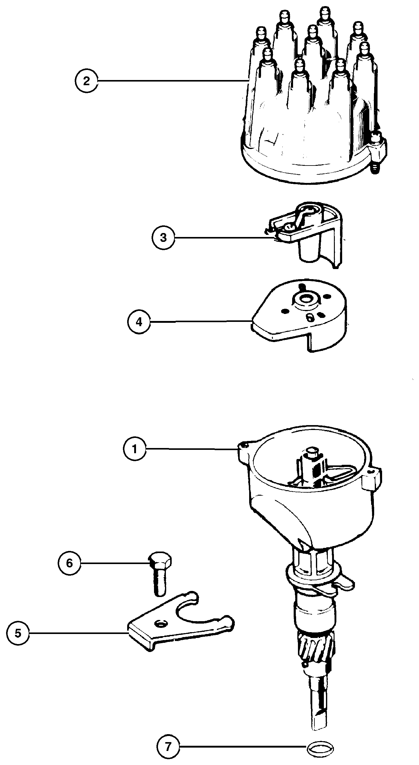 Exploded view: Distributor 5.2L & 5.9L Engine