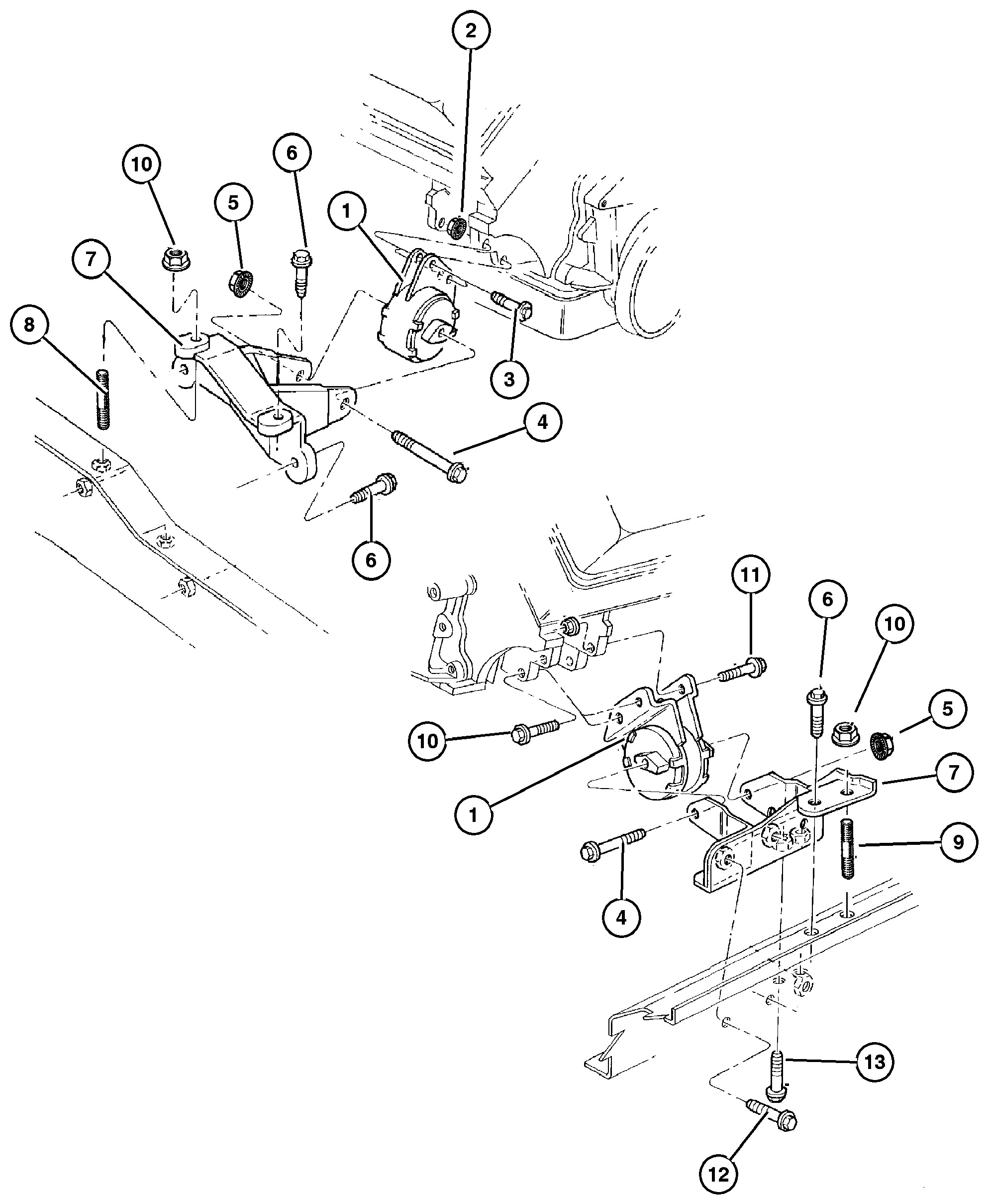 Exploded view: Engine Mounts, Front (ELF) 5.2L Engine