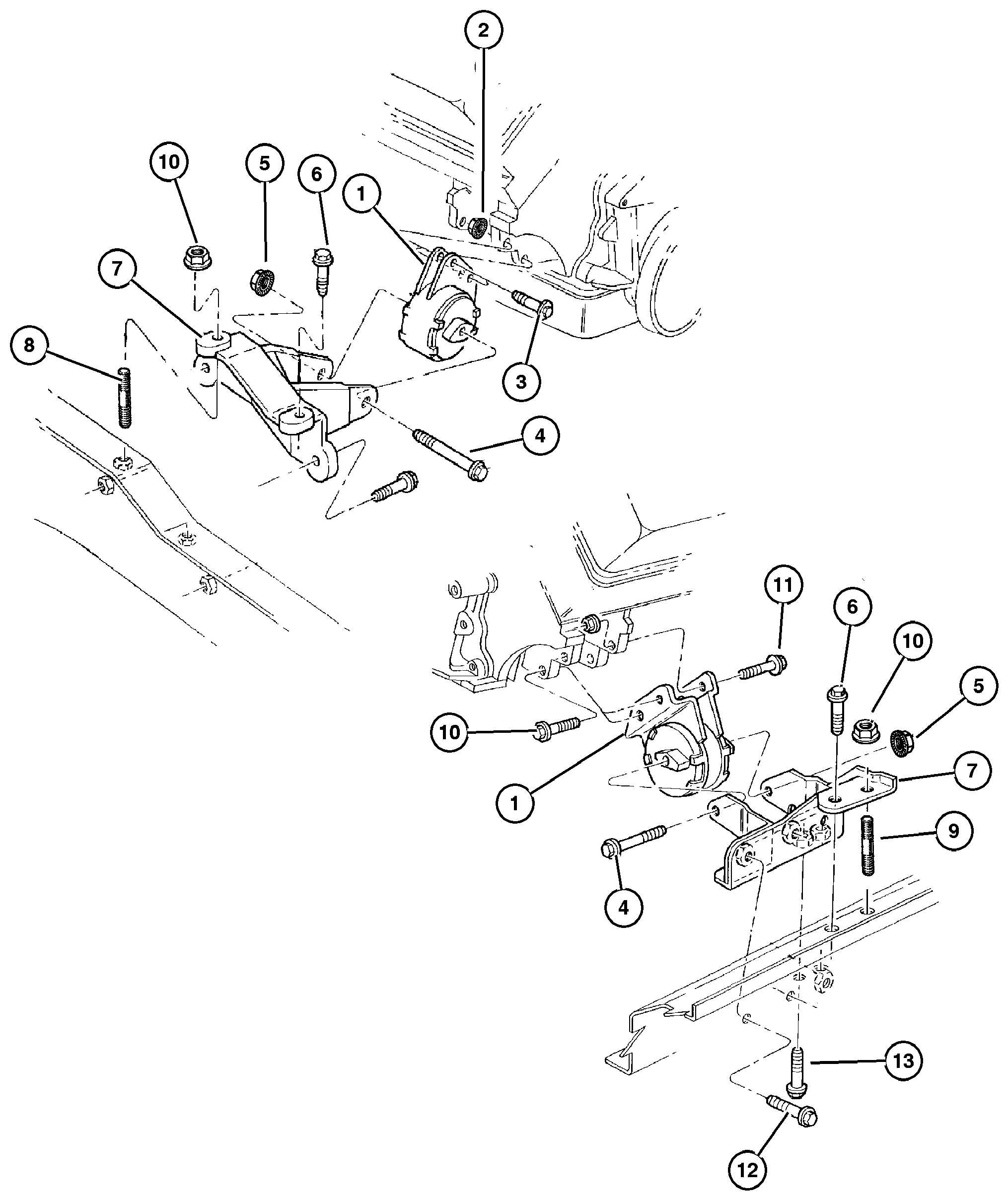 Exploded view: Engine, Mounts, Front (EML) 5.9L Engine
