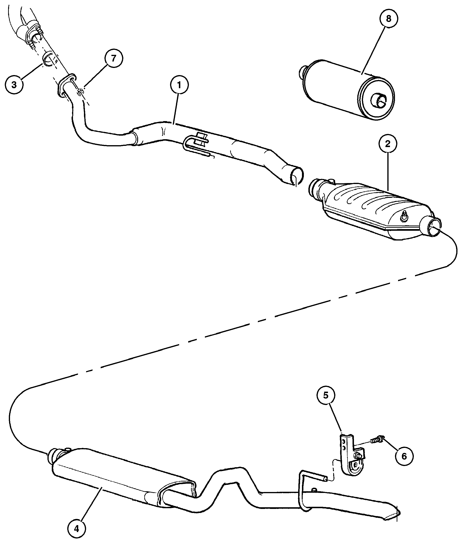 Exploded view: Exhaust System (ERH) 4.0L Engine