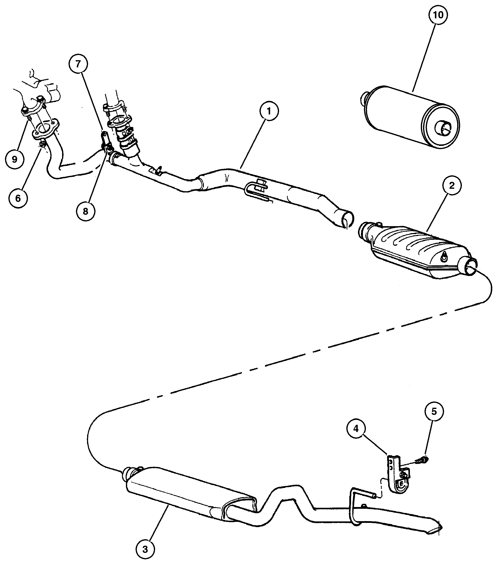 Exploded view: Exhaust System (ELF & EML) 5.2L, 5.9L Engine