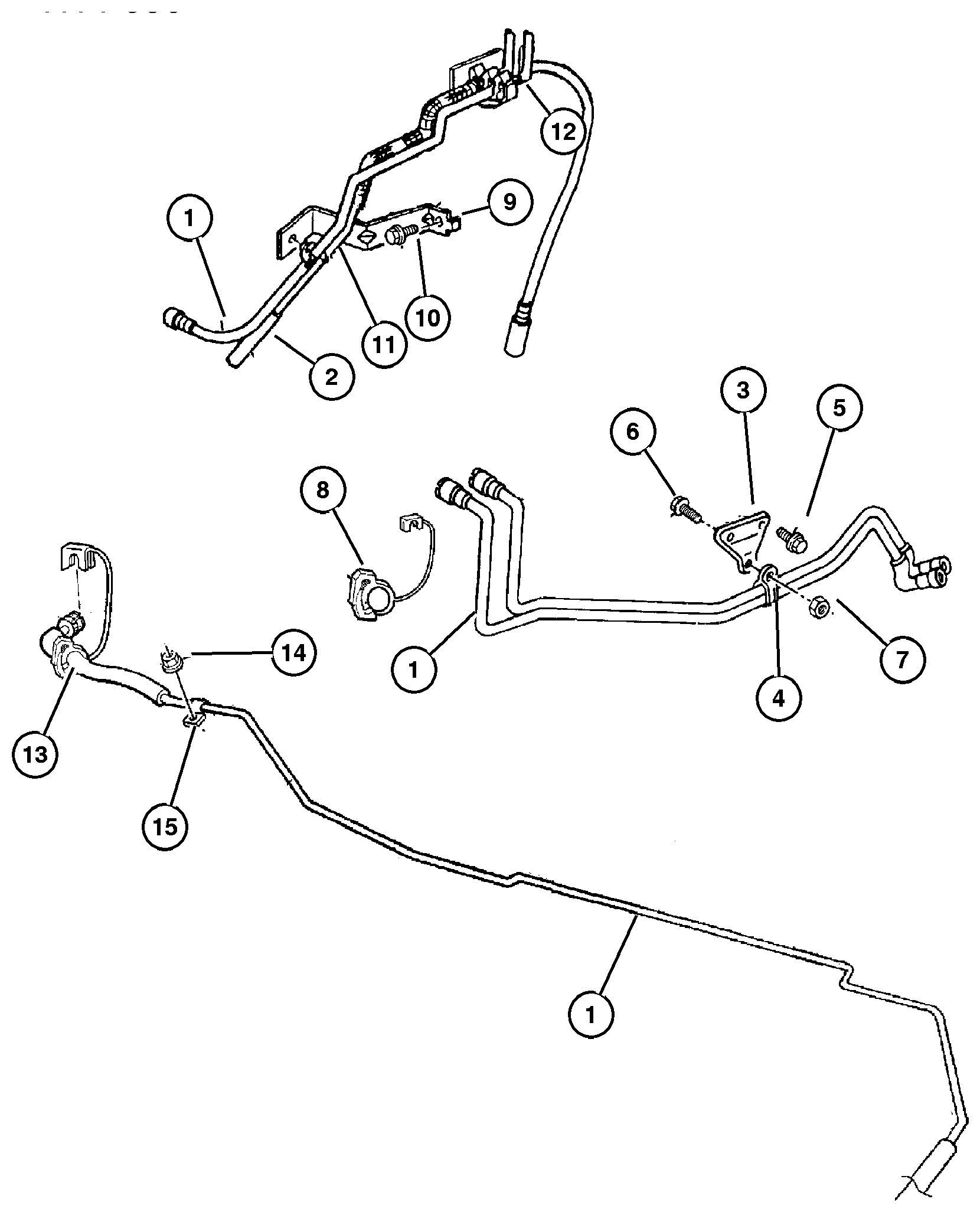 Exploded view: Fuel Lines, Front 4.0L, 5.2L, 5.9L Engine