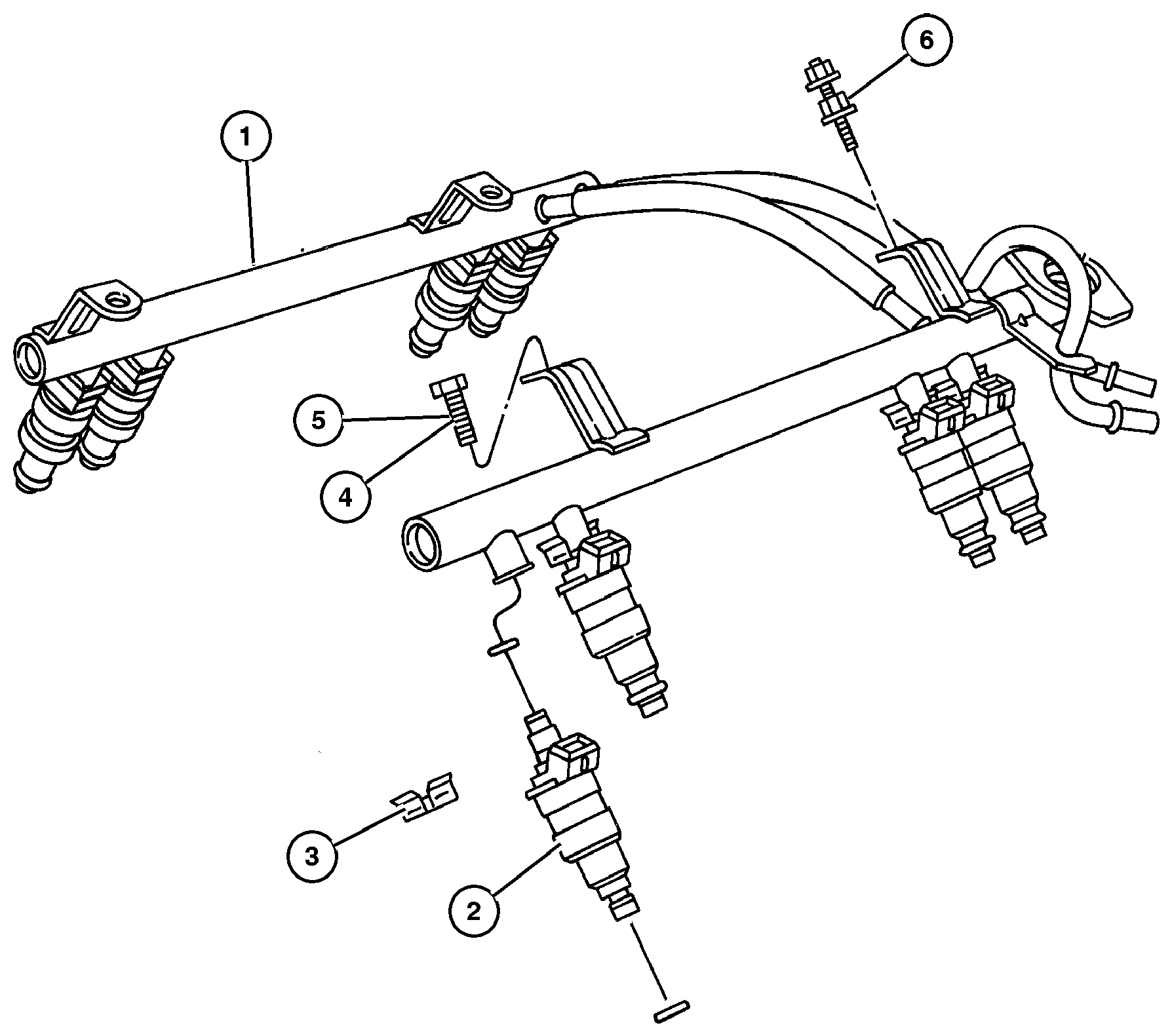 Exploded view: Fuel Injection System 4.0L, 5.2L, 5.9L Engine