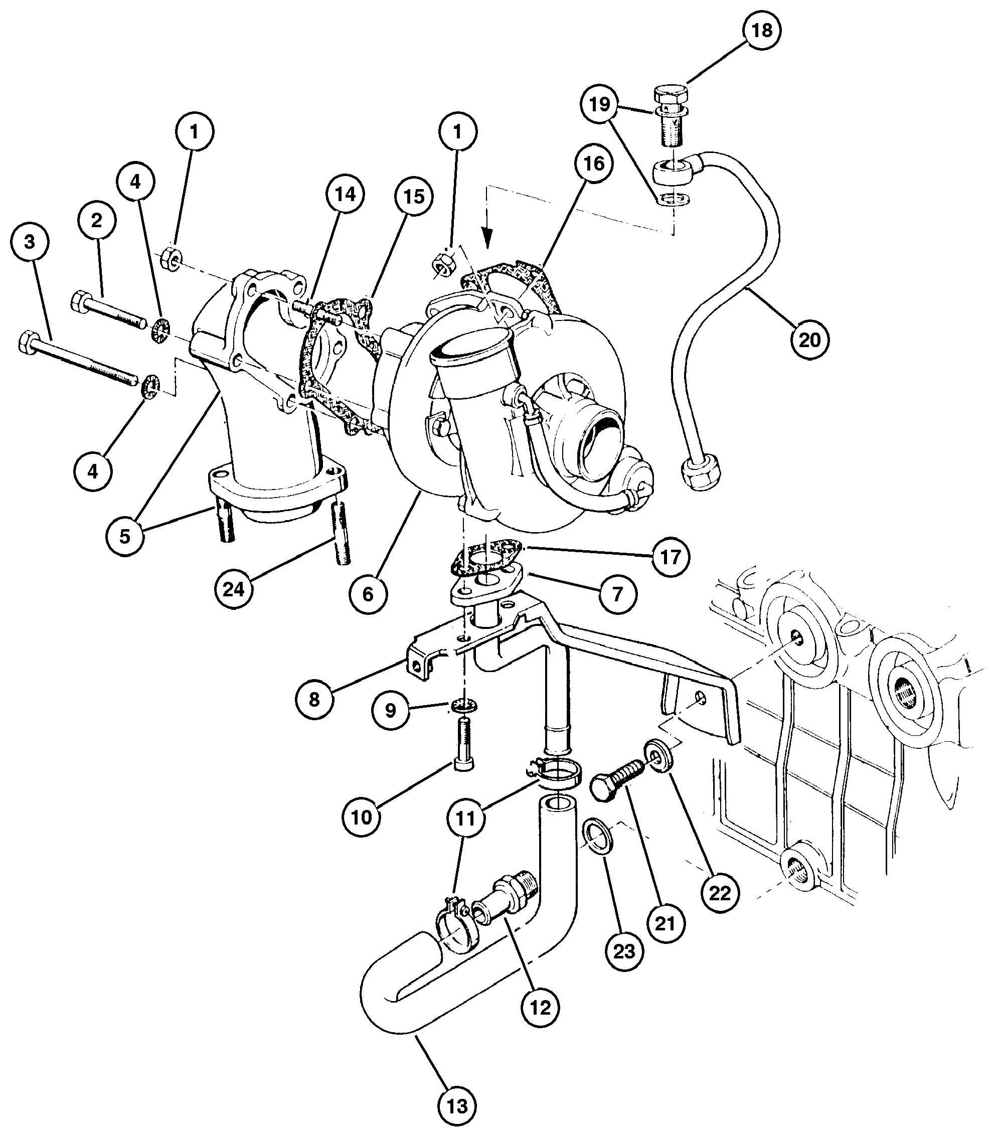 Exploded view: Turbocharger