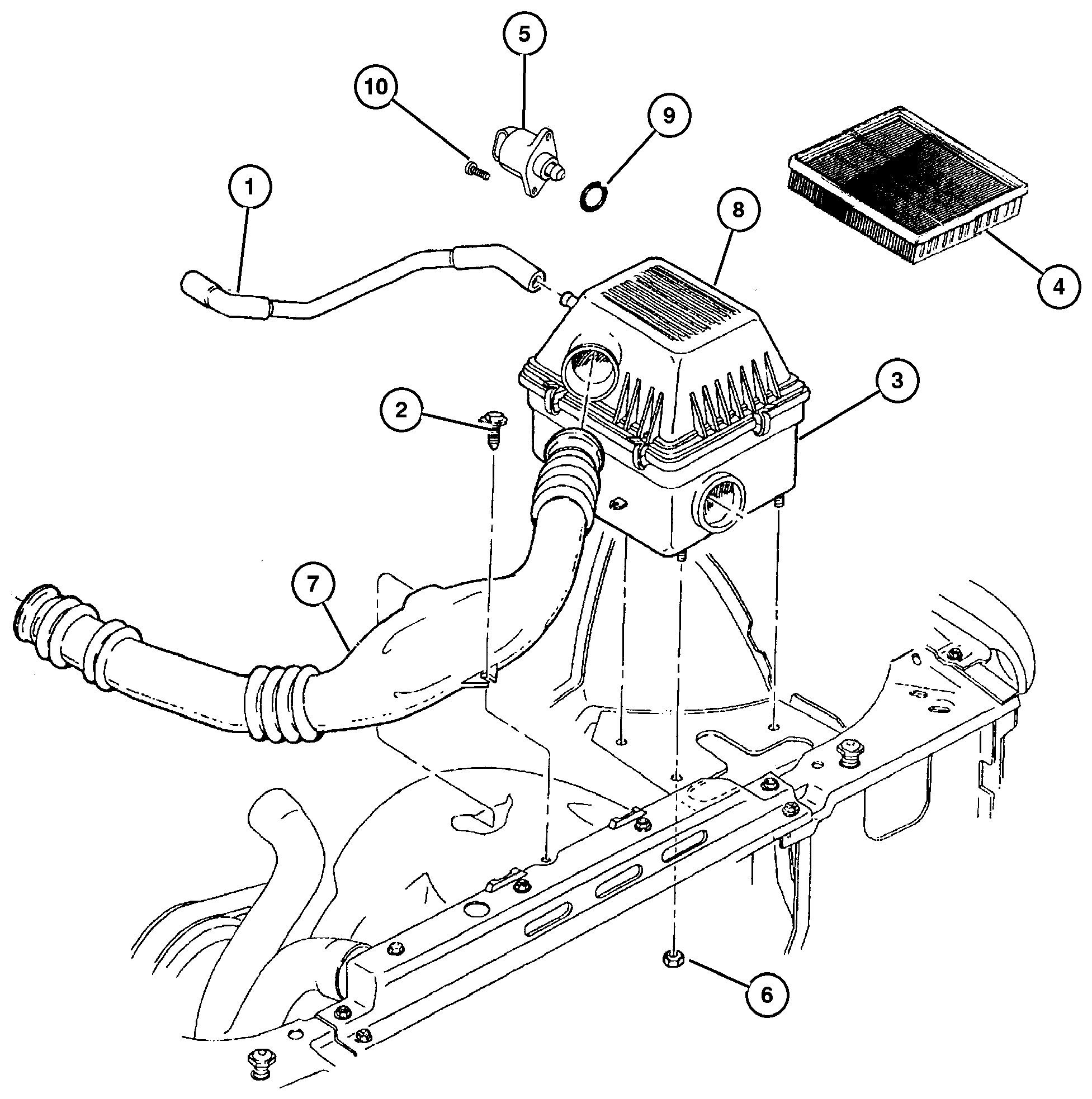 Exploded view: Air Cleaner 2.5L Diesel Engine