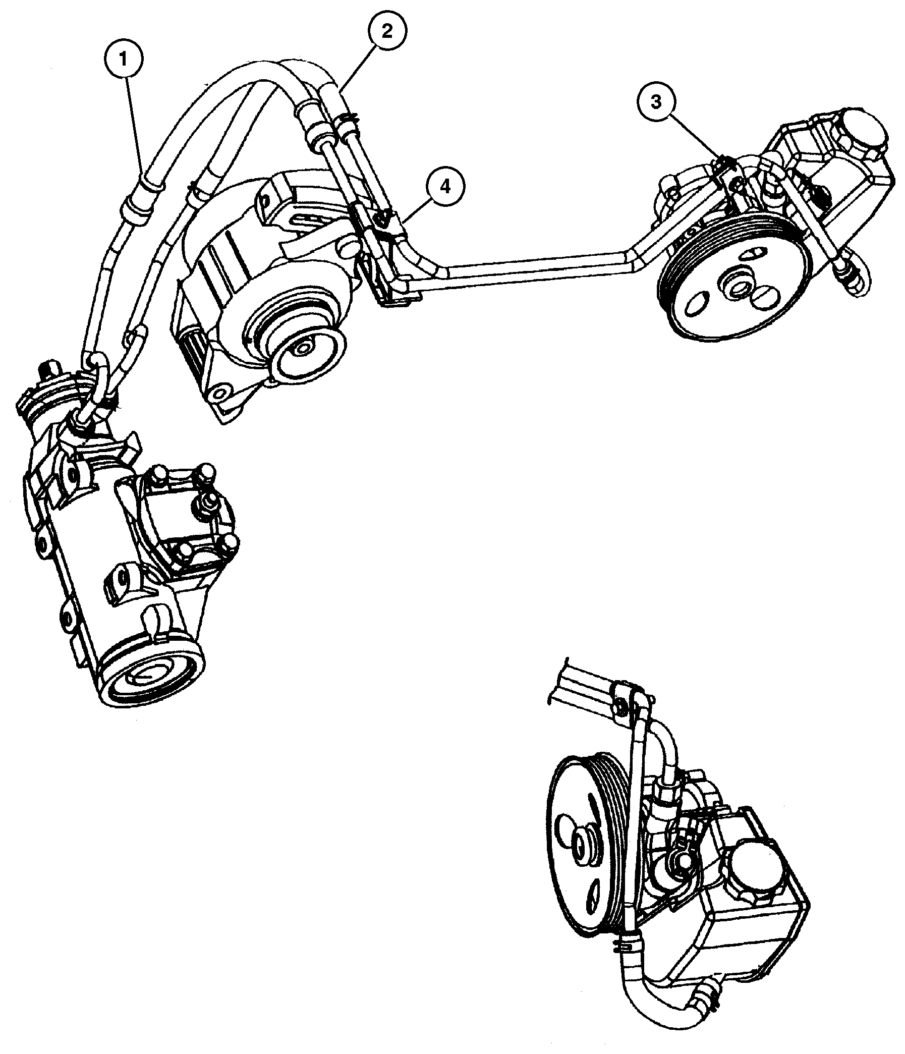 Exploded view: Hoses and Reservoir, w/4.0L Engine RHD