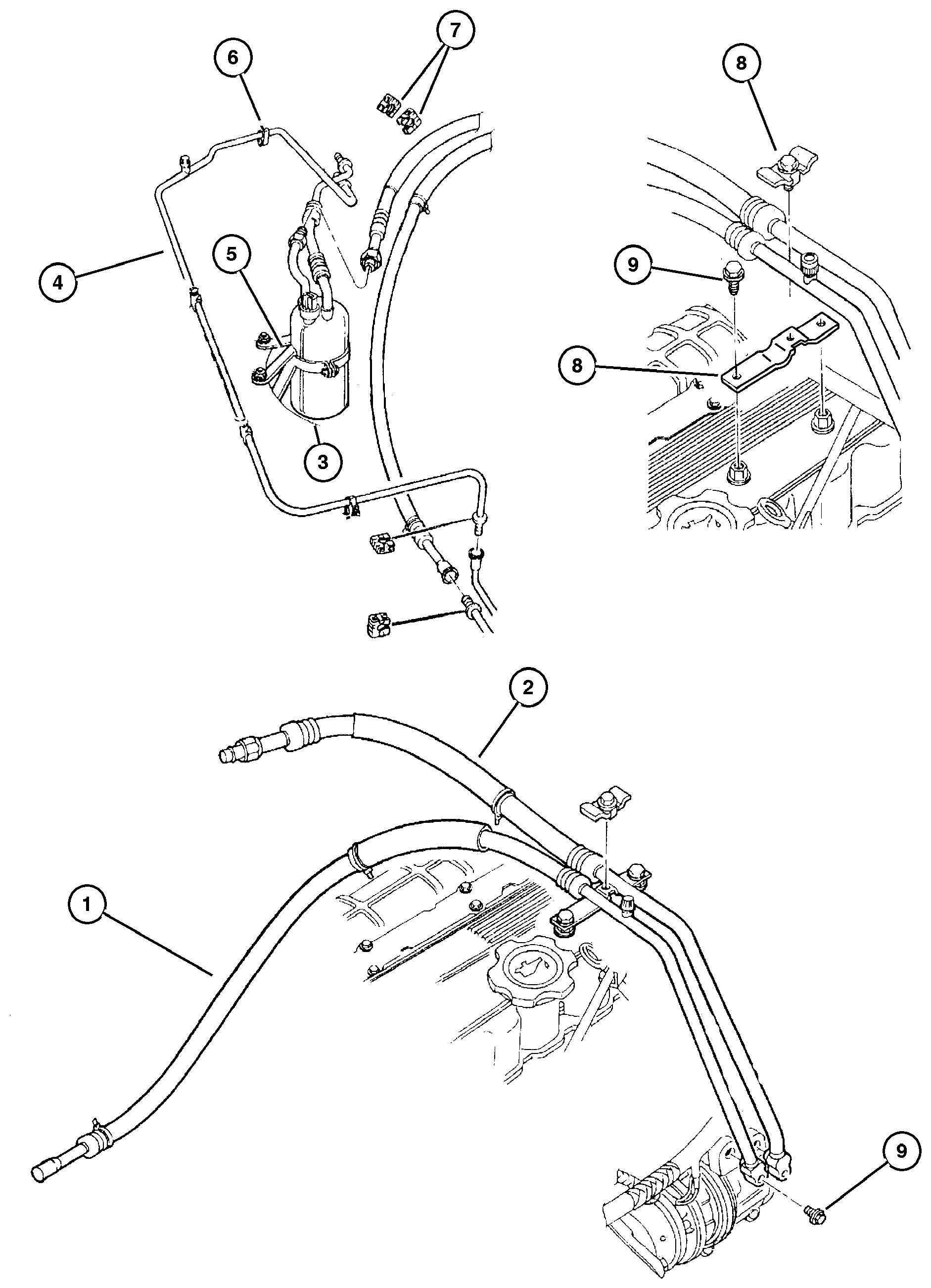 Exploded view: Accumulator, Condenser and Lines 2.5L Diesel Engine