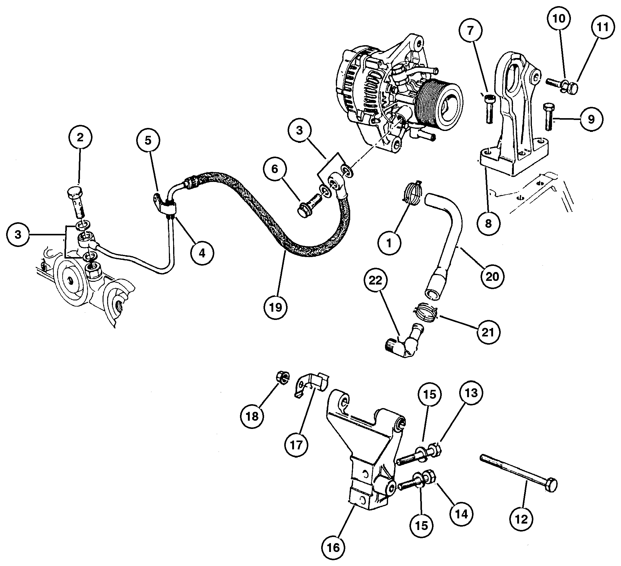 Exploded view: Emission Control Vacuum Pump (ENC) 2.5L Diesel Engine