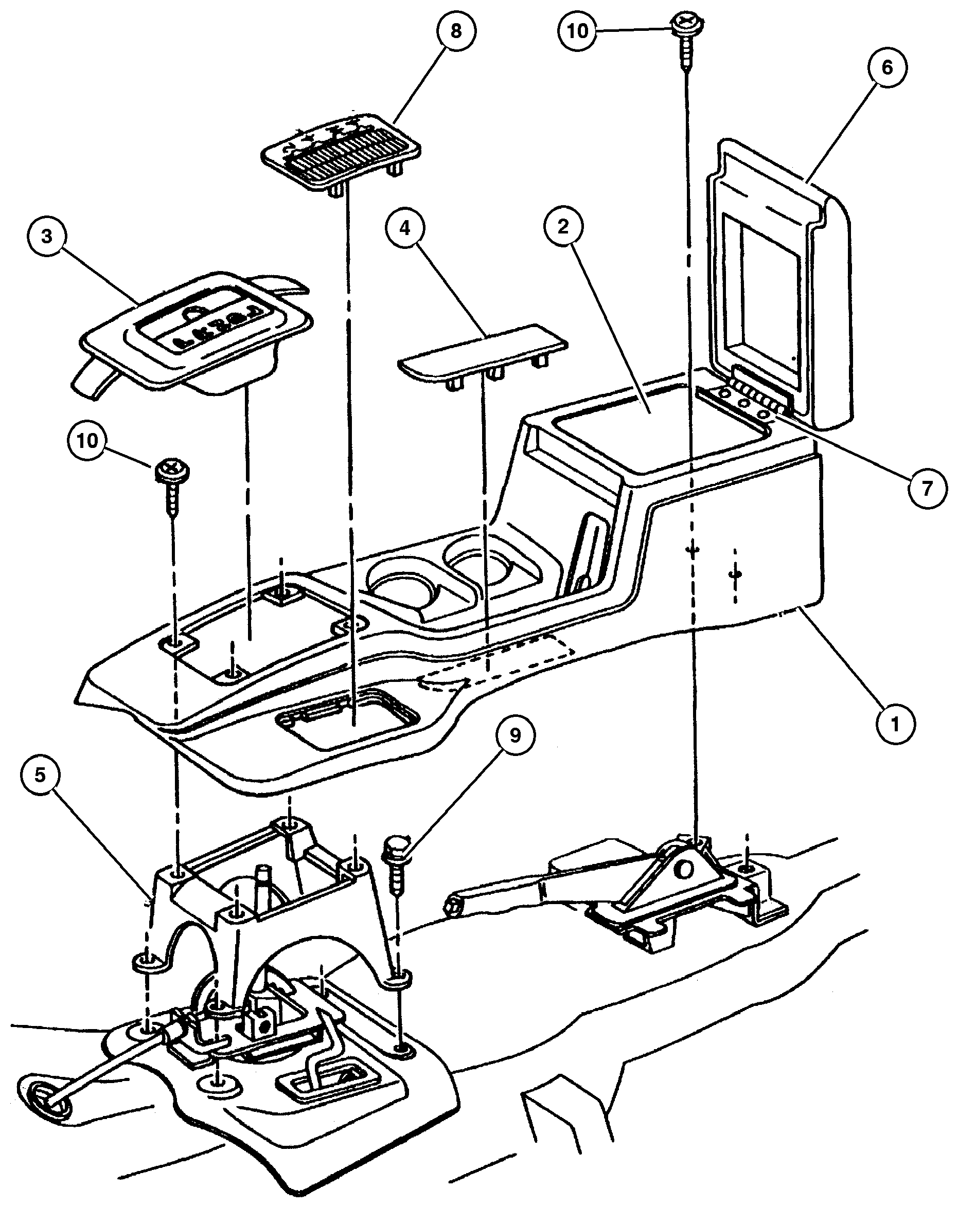 Exploded view: Console, Floor