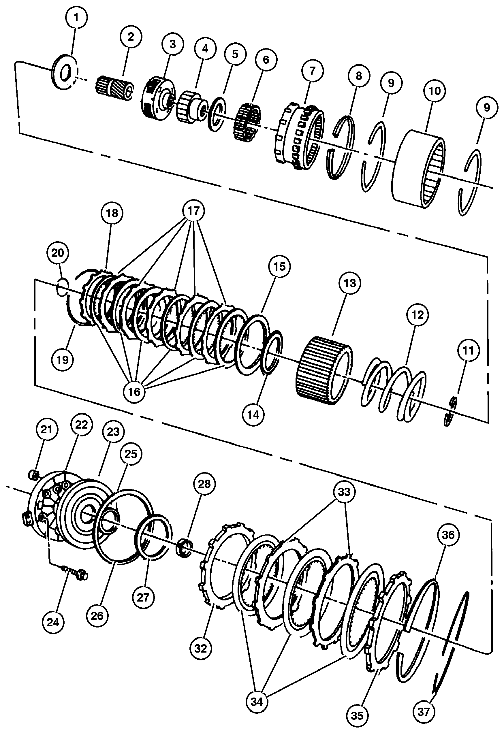 Exploded view: Overdrive Gear Train 42RE