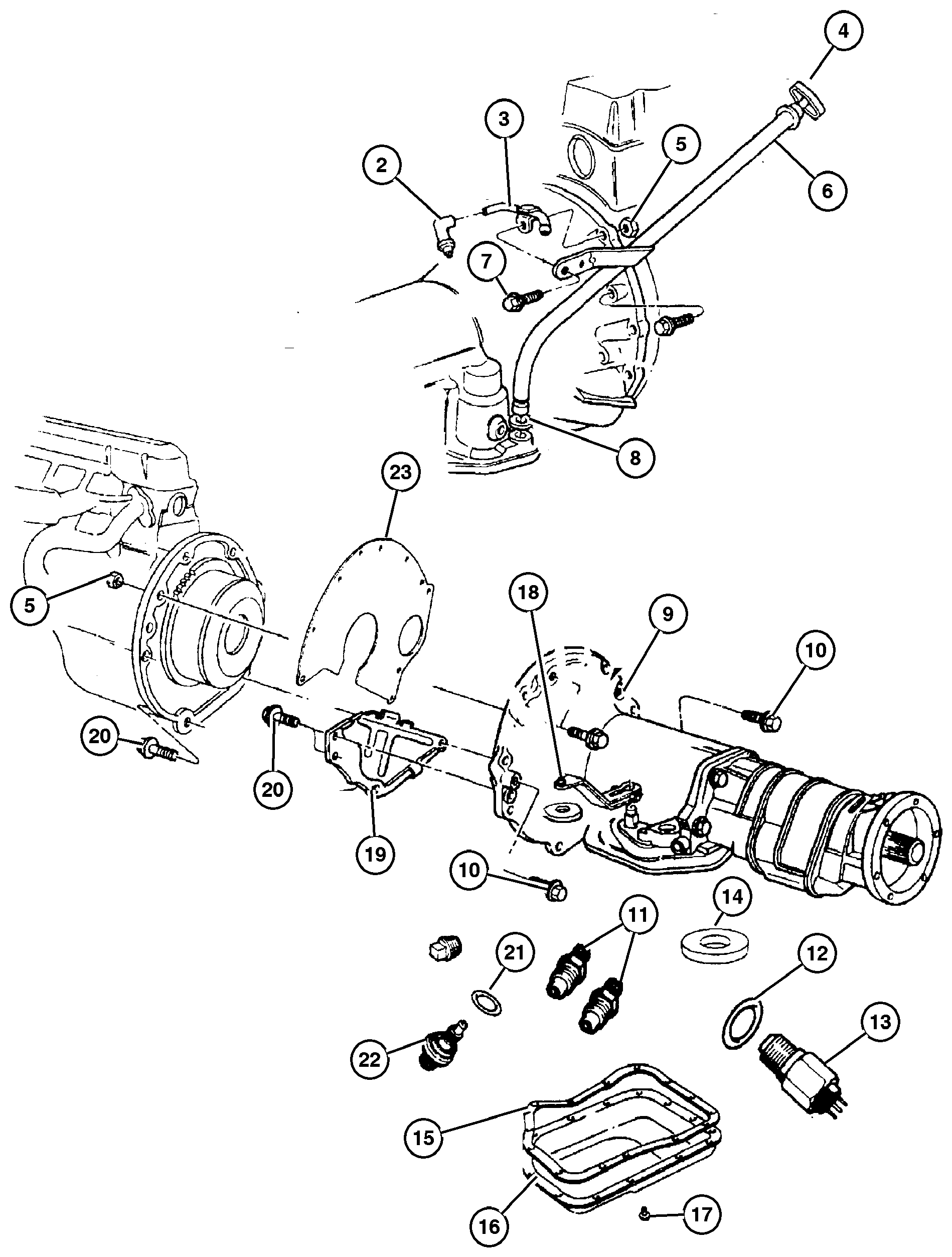 Exploded view: Case & Related Parts 42RE