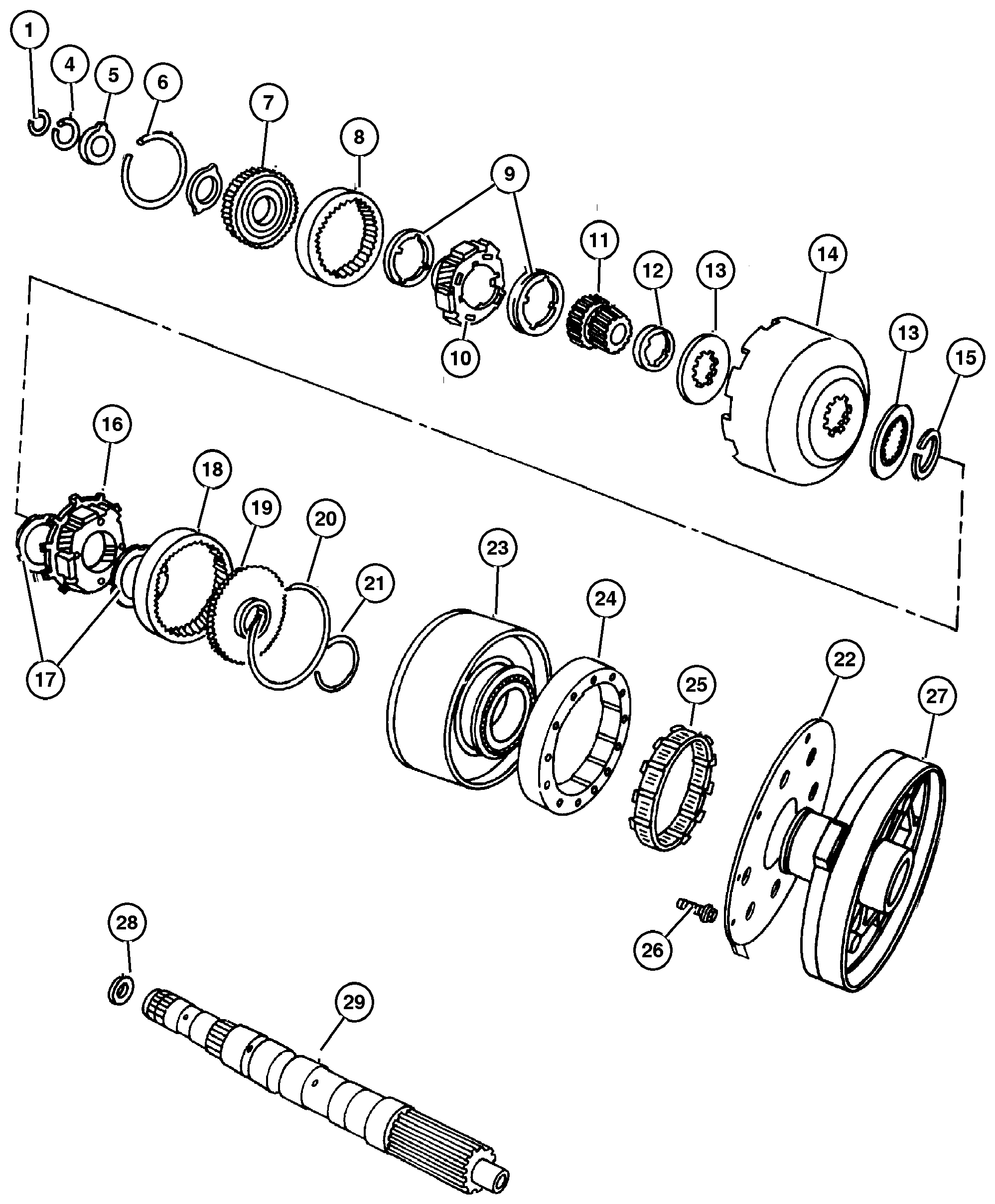 Exploded view: Gear Trane & Intermediate Shaft 42RE