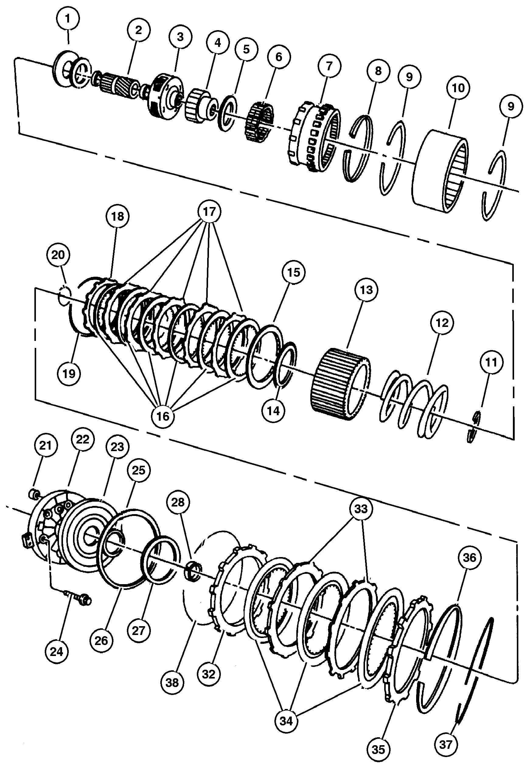 Exploded view: Clutch Overdrive 44RE