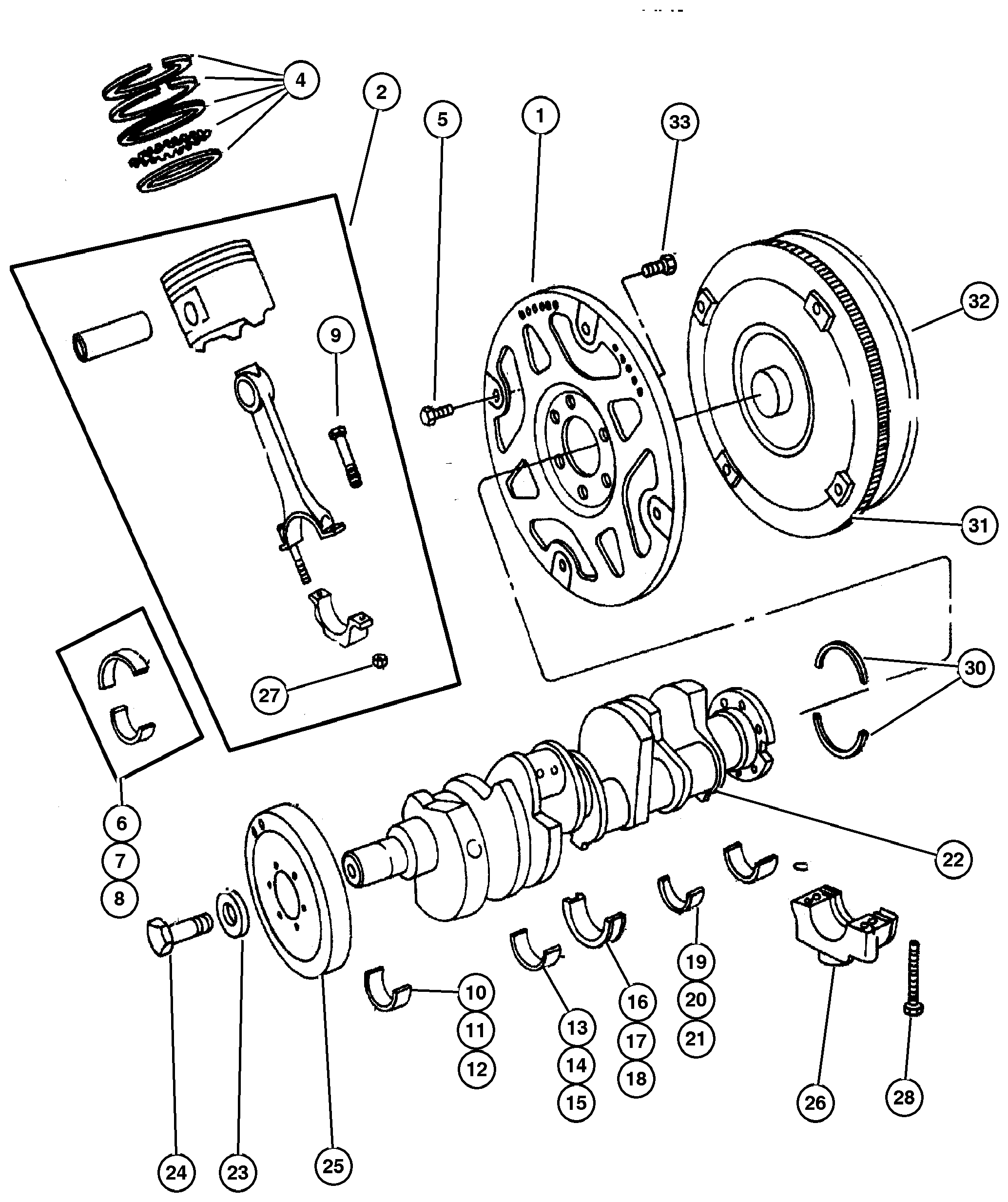 Exploded view: Crankshaft, Piston & Torque Converter (ELF)