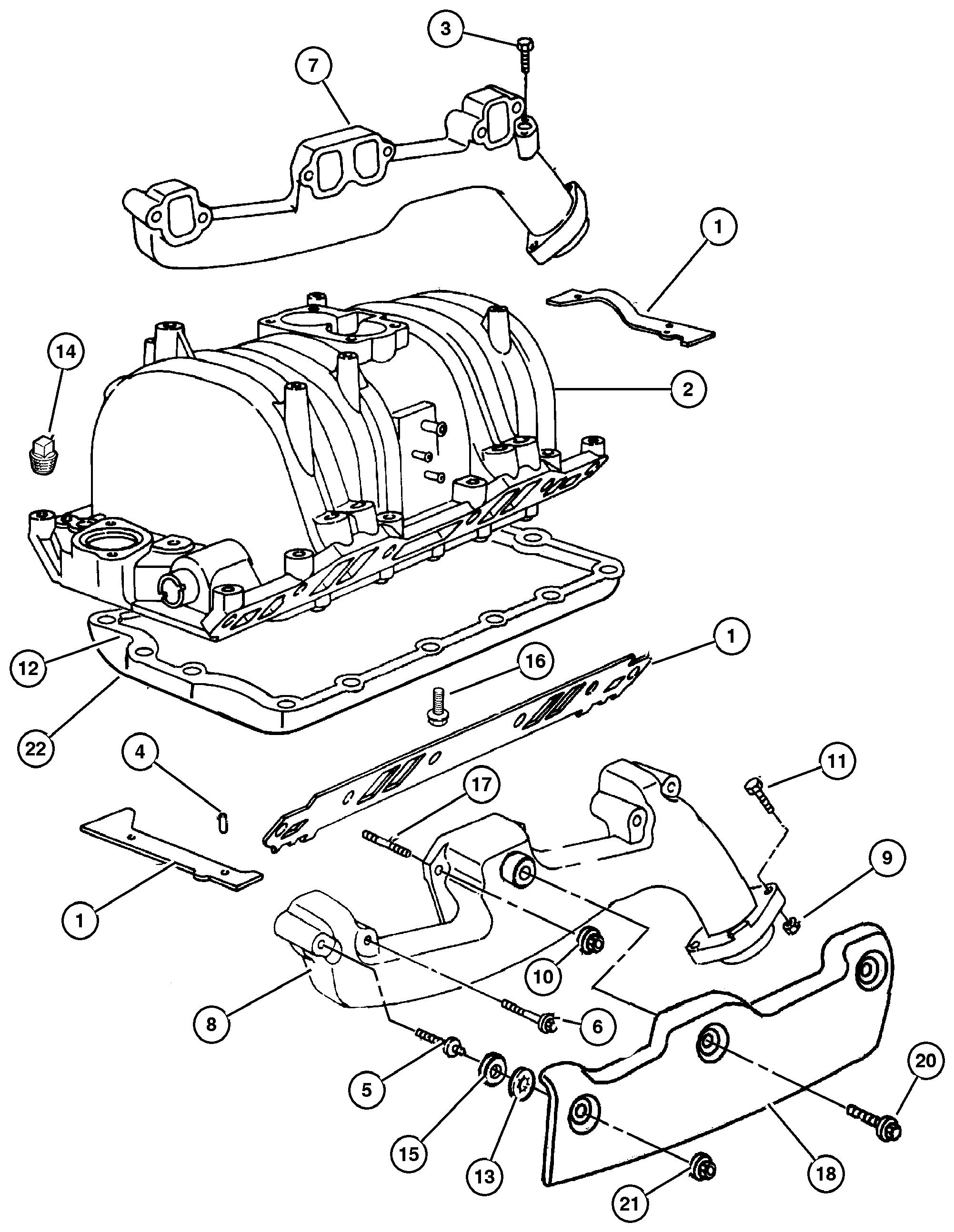 Exploded view: Manifold, Intake & Exhaust (EML)