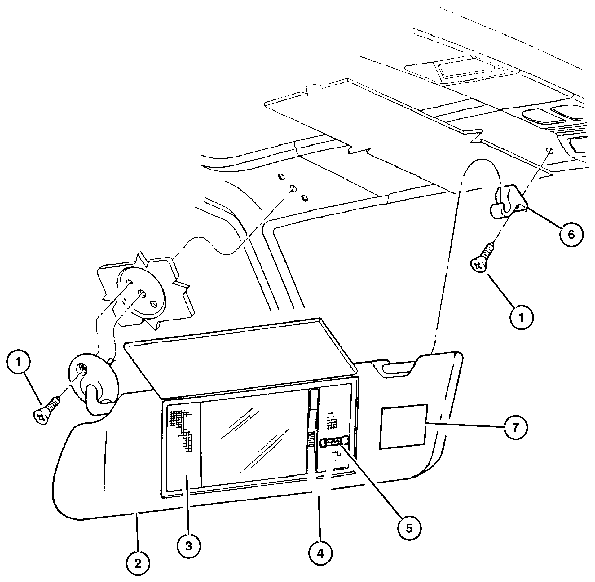 Exploded view: Sunvisor