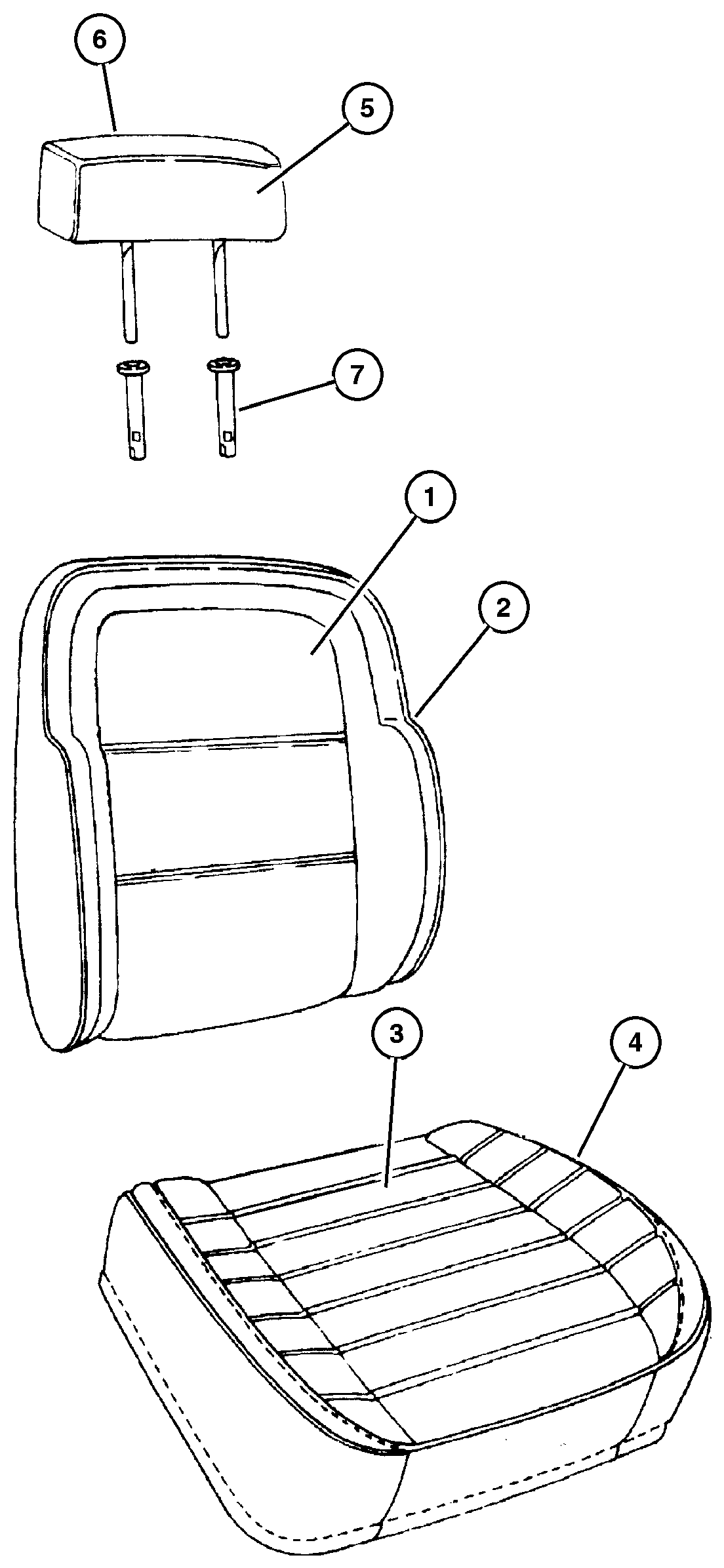 Exploded view: Seat Covers and Seat Assemblies