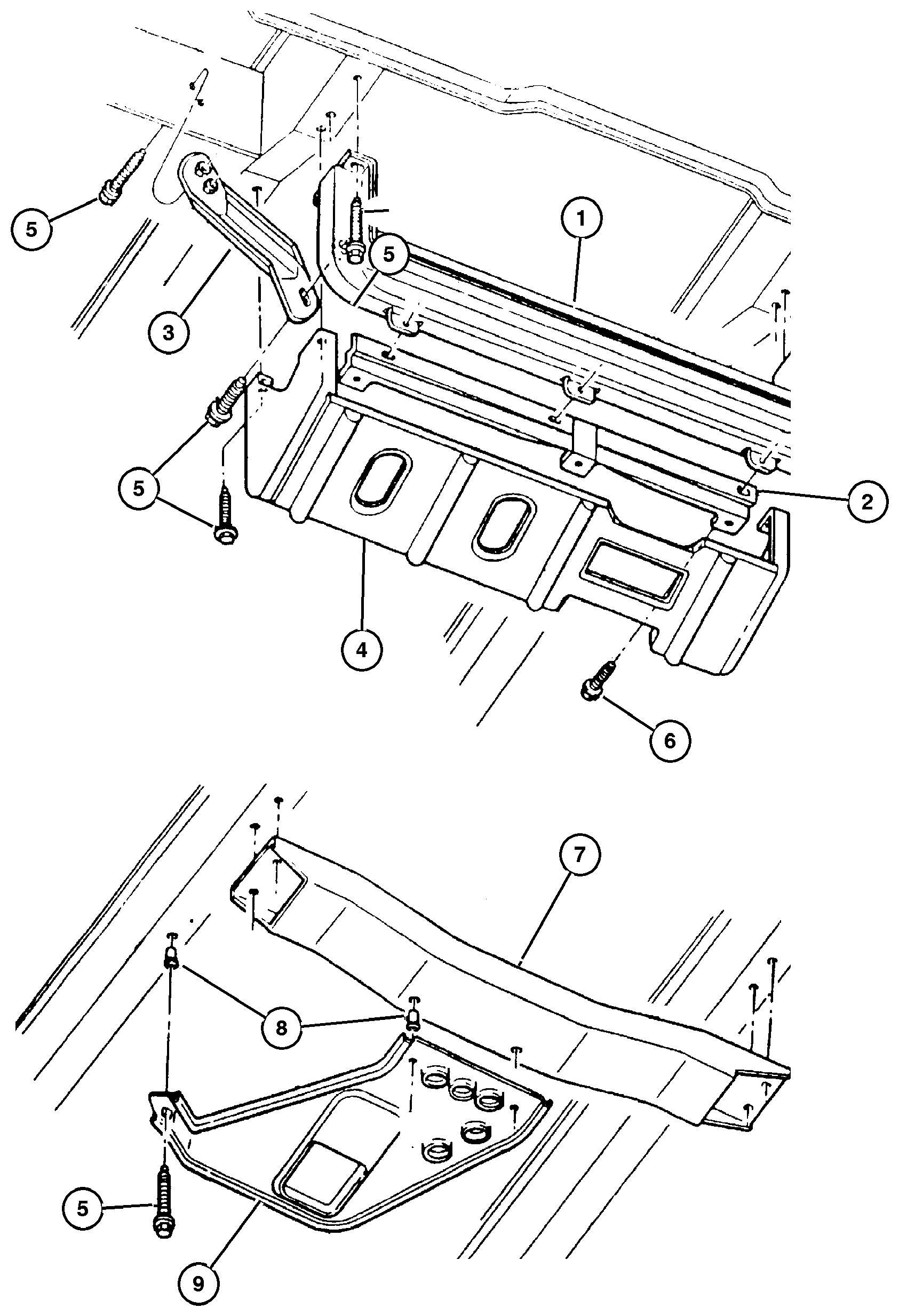 Exploded view: Front End Skid Plates