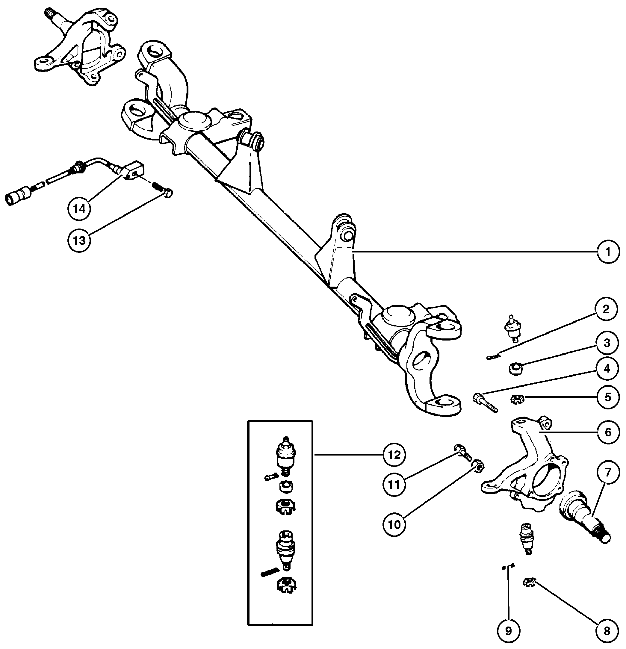 Exploded view: Housing,Front Axle 2 Wheel Drive