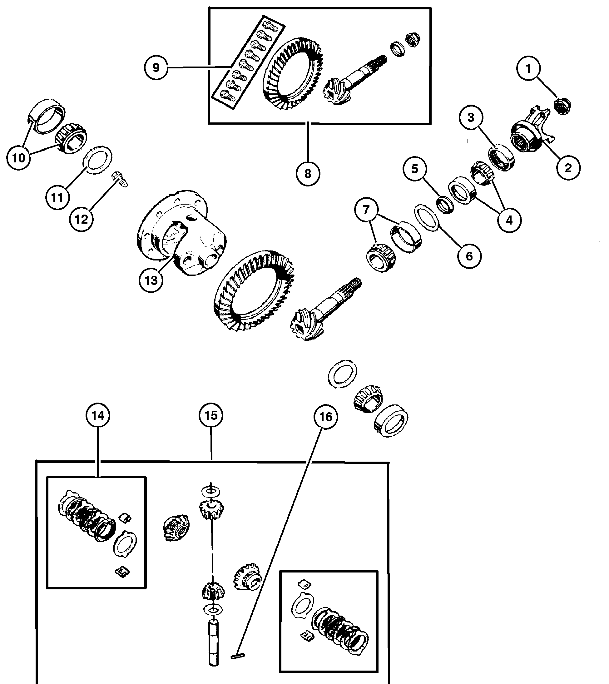 Exploded view: Differential,Rear,Dana Model 35,with Trac-Lok [DSA]