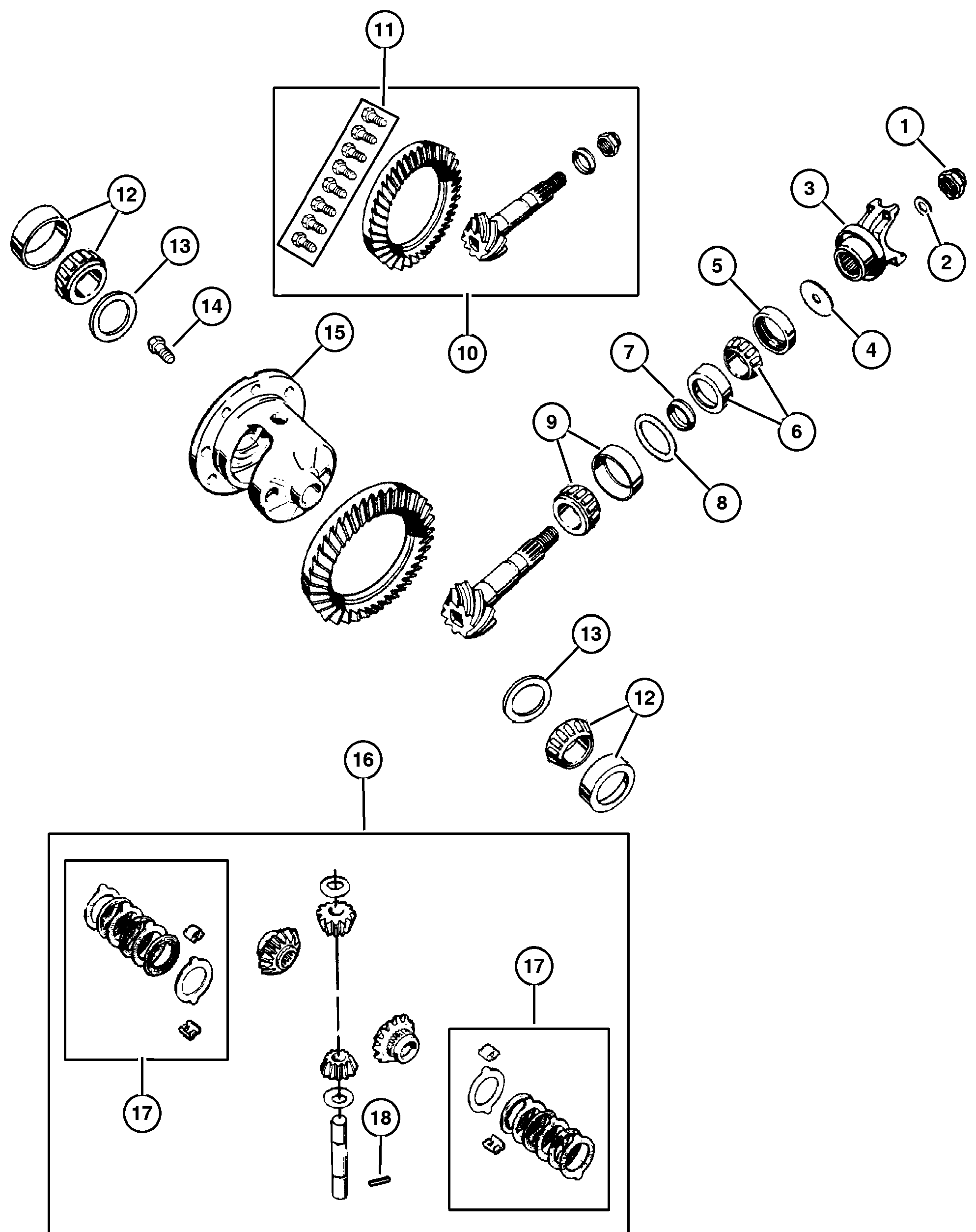 Exploded view: Differential,Rear,Dana Model 44,with Trac-Lok [DSA]
