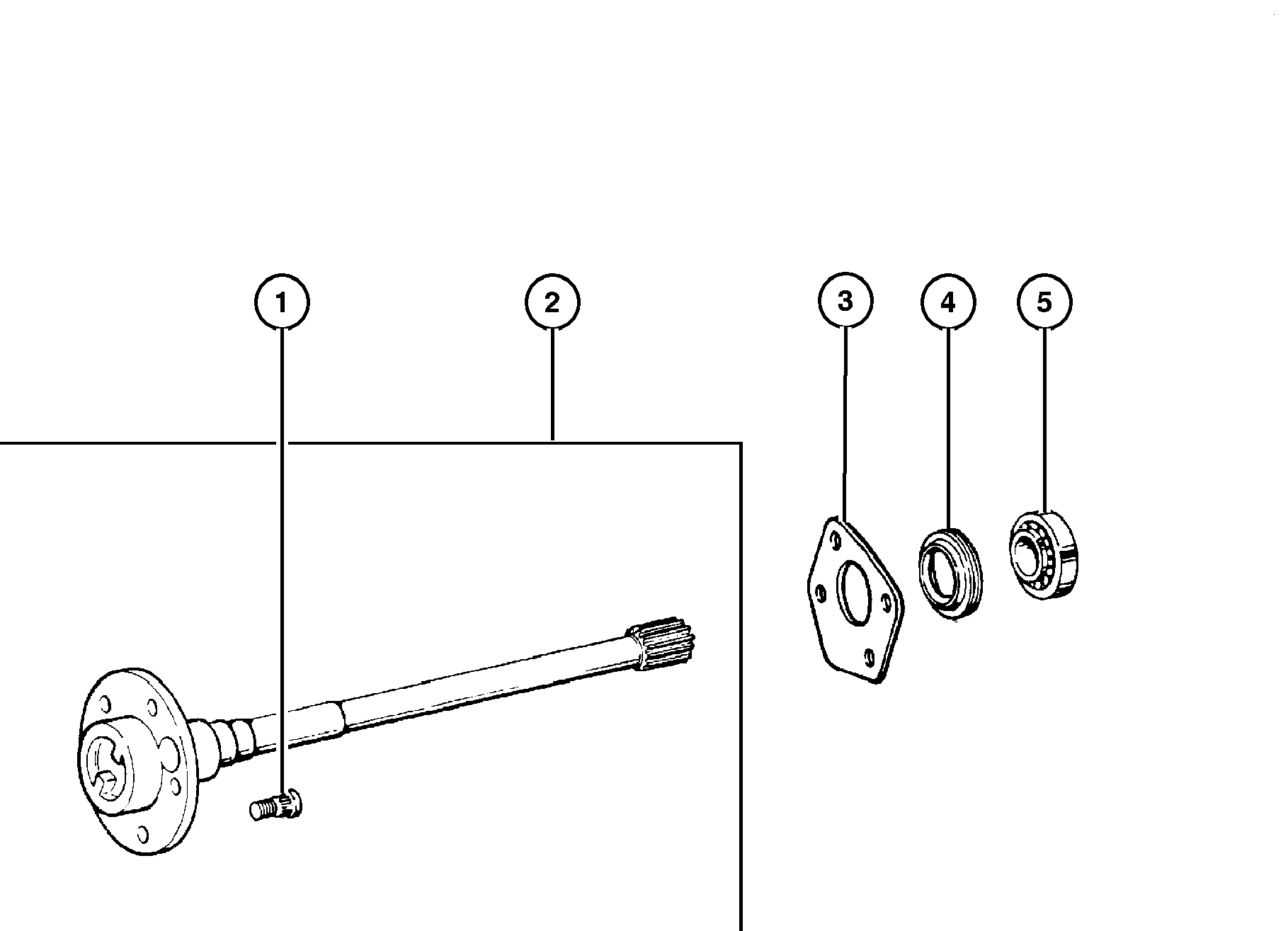 Exploded view: Shaft,Rear Axle Dana Model 44