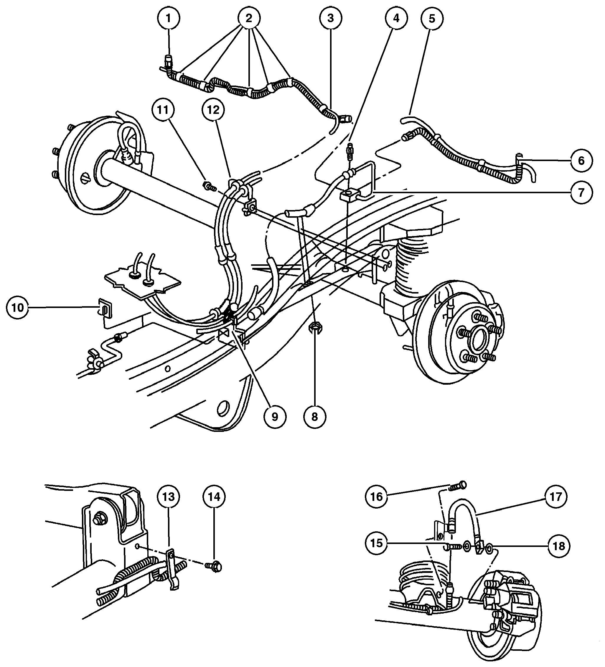 Exploded view: Brake Lines And Hoses,Rear