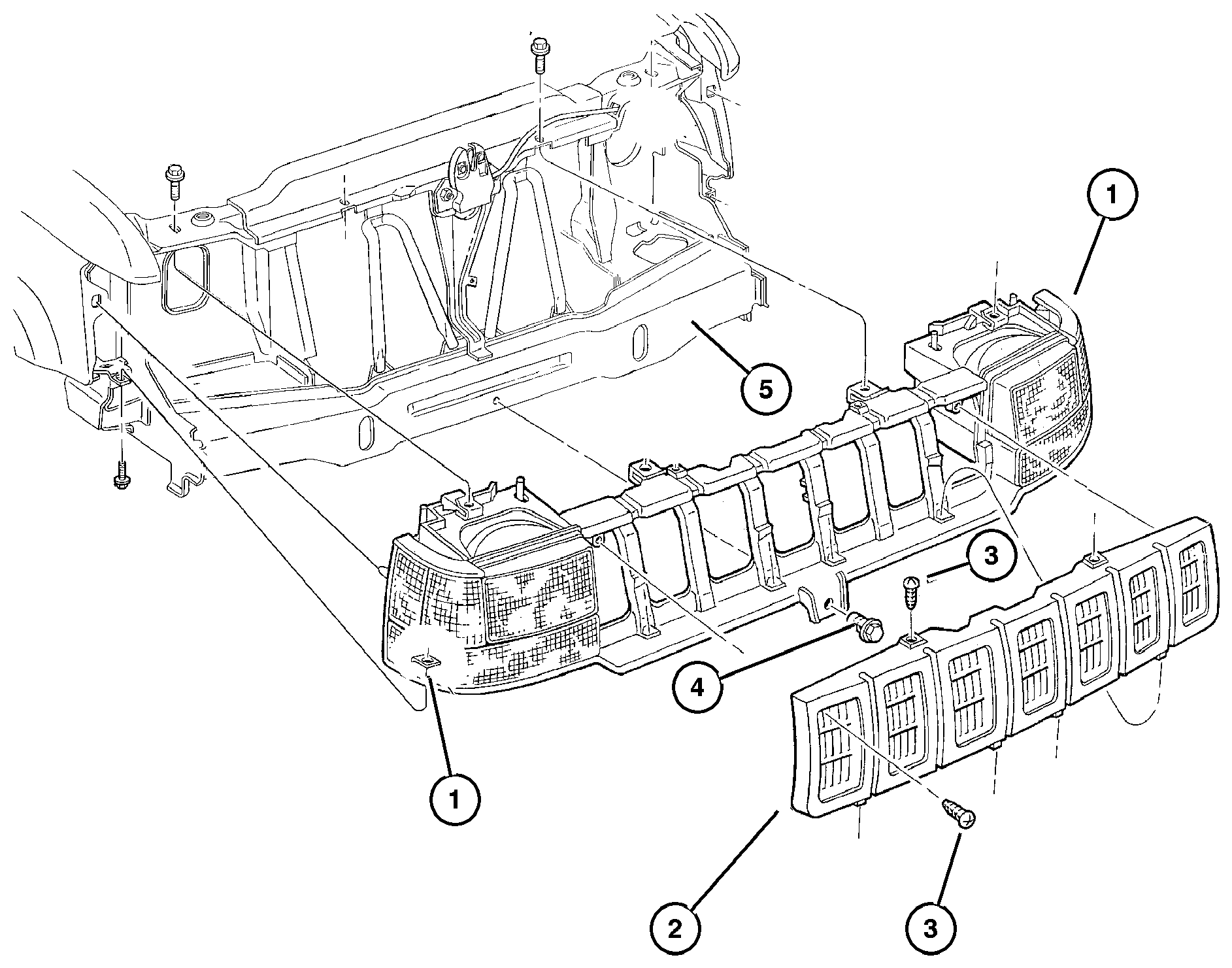 Exploded view: Grille and Related Parts