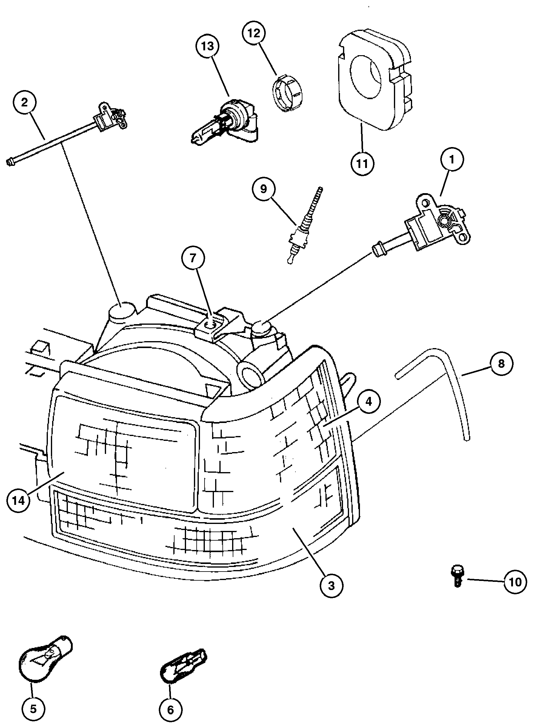 Exploded view: Lamps--Front