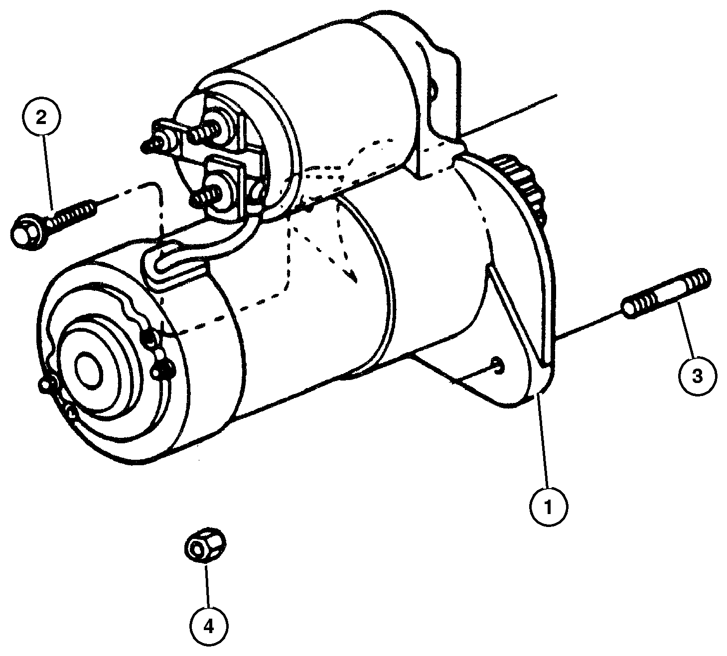 Exploded view: Starter & Mounting (5.2L & 5.9L Engines)