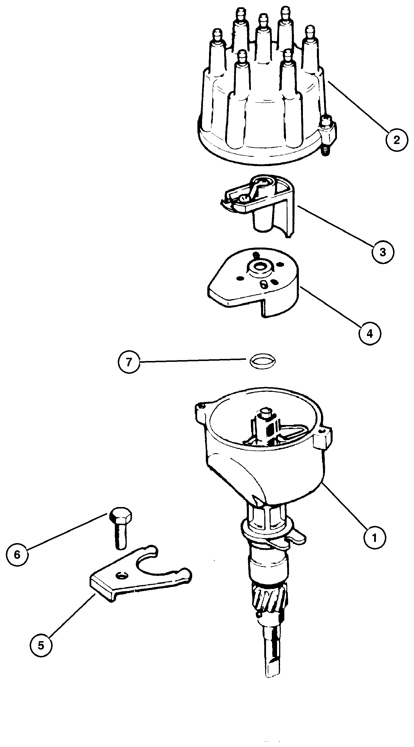 Exploded view: Distributor 5.2L & 5.9L Engines
