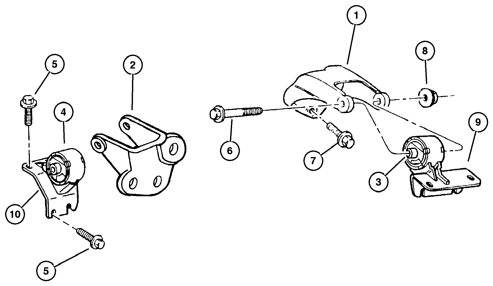 Exploded view: Engine Mounting, Front 4.0L (ERH) Engine