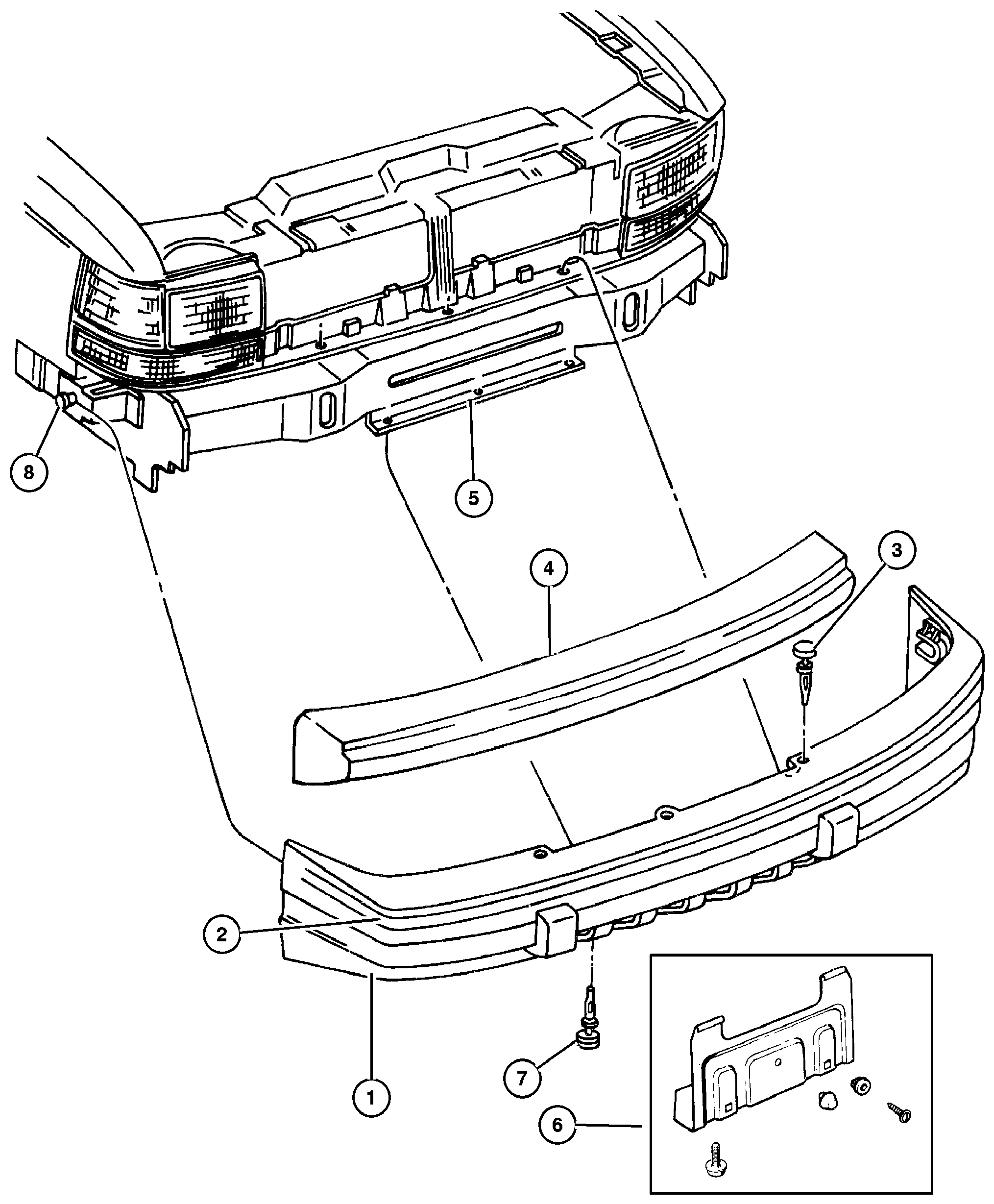 Exploded view: Bumper, Front