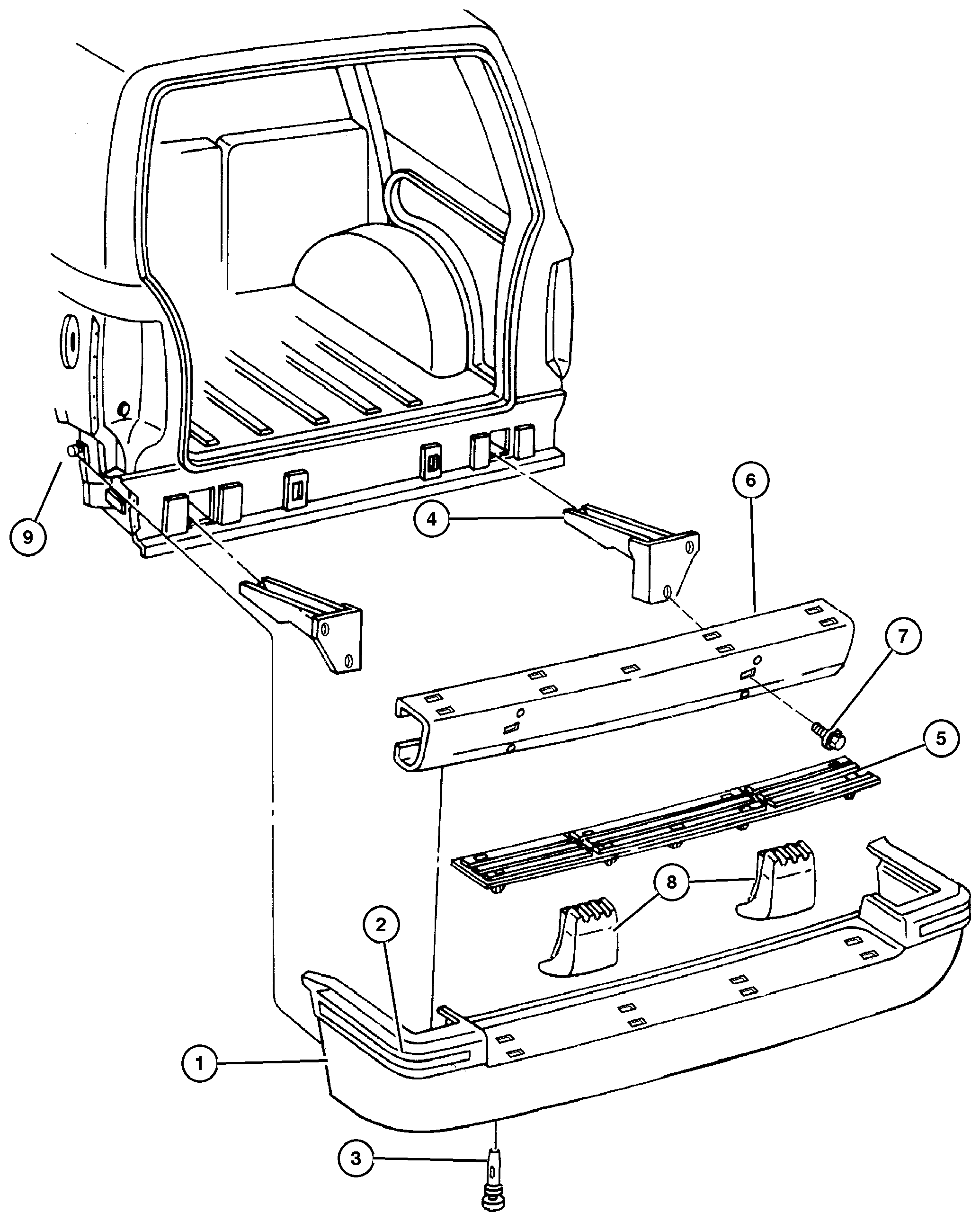 Exploded view: Bumper, Rear