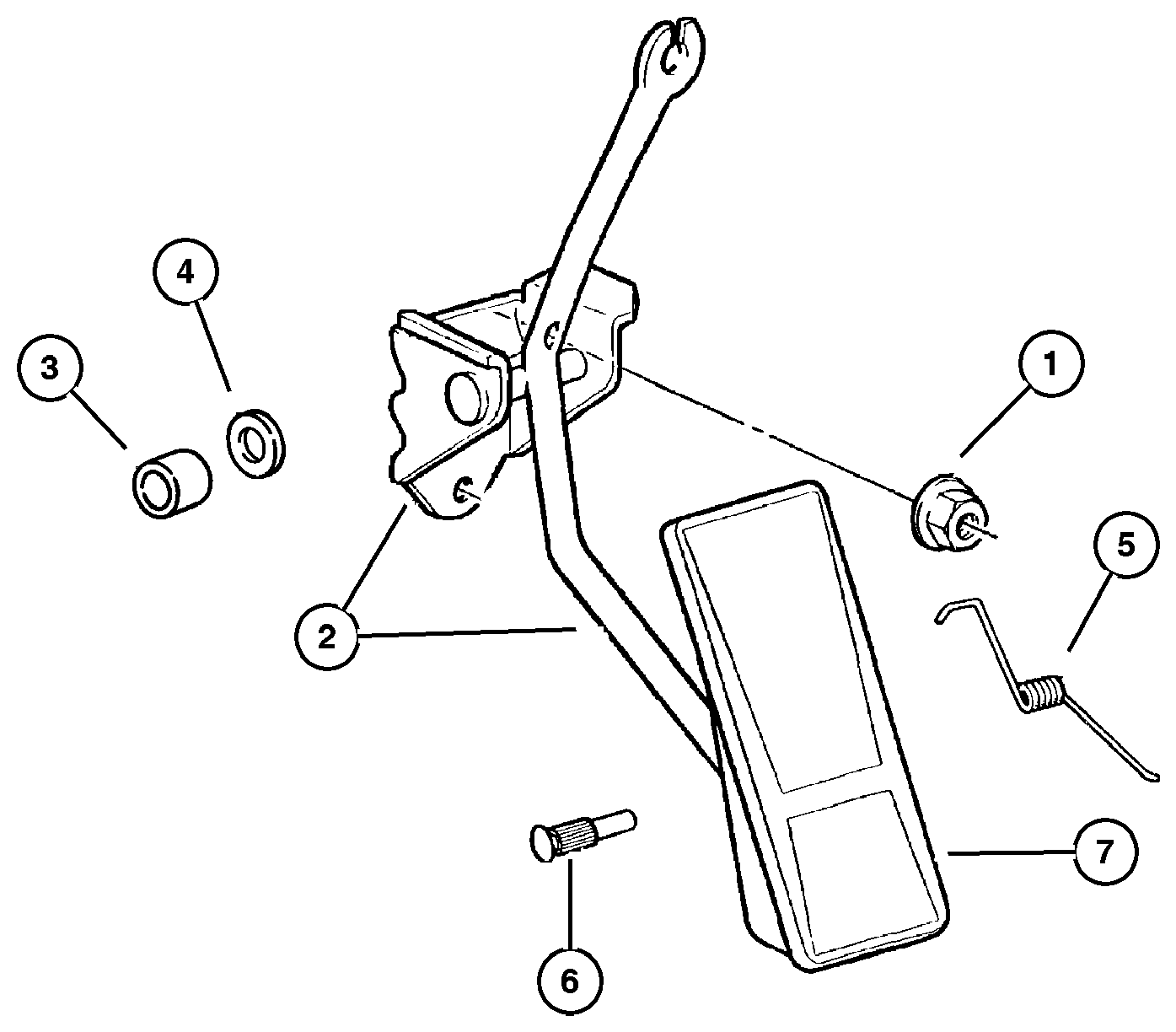 Exploded view: Accelerator Pedal 4.0L (ERH), 5.2L (ELF), 5.9L (EML) Engine