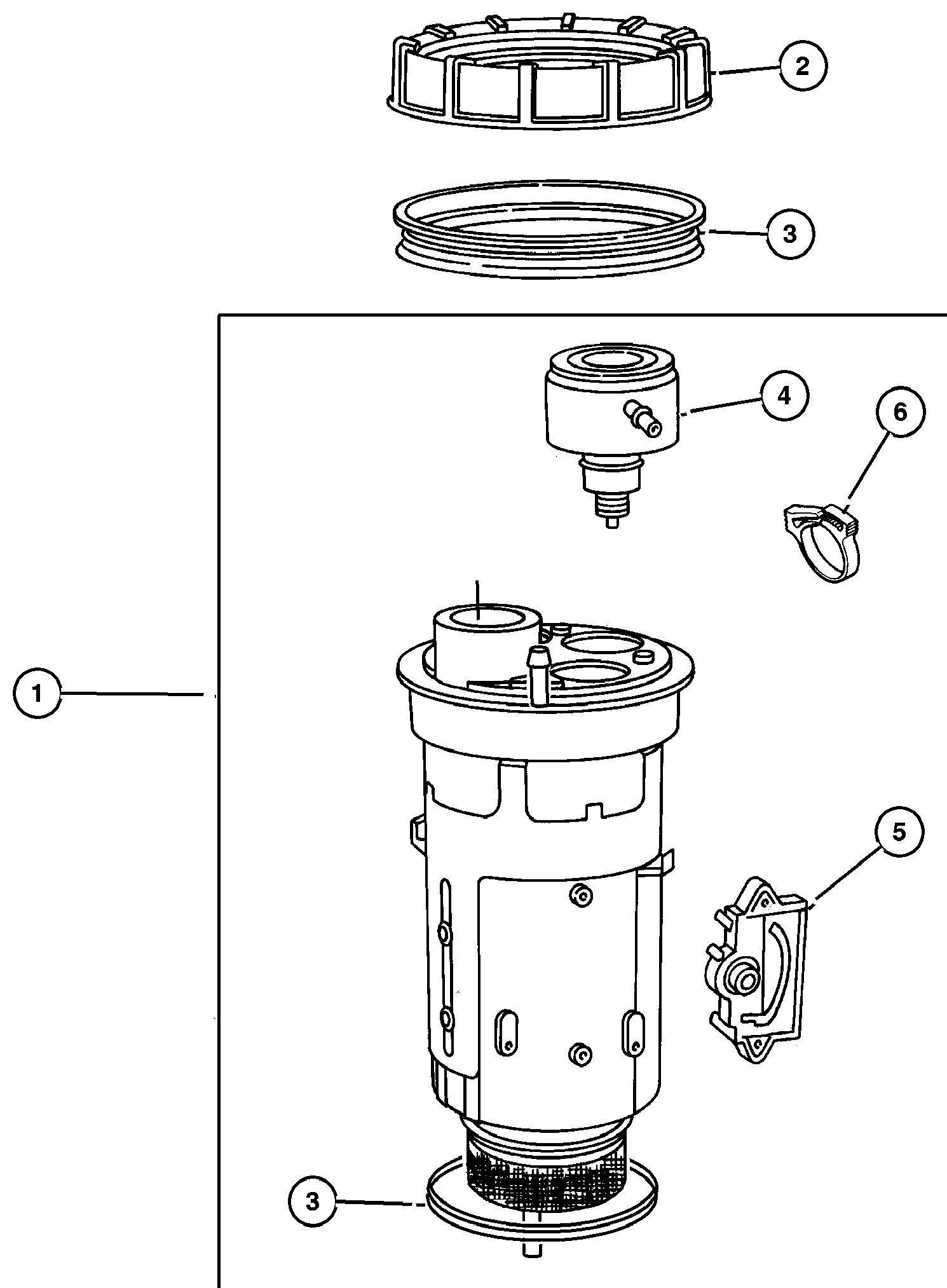 Exploded view: Fuel Module 4.0L (ERH), 5.2L (ELF), 5.9L (EML) Engine