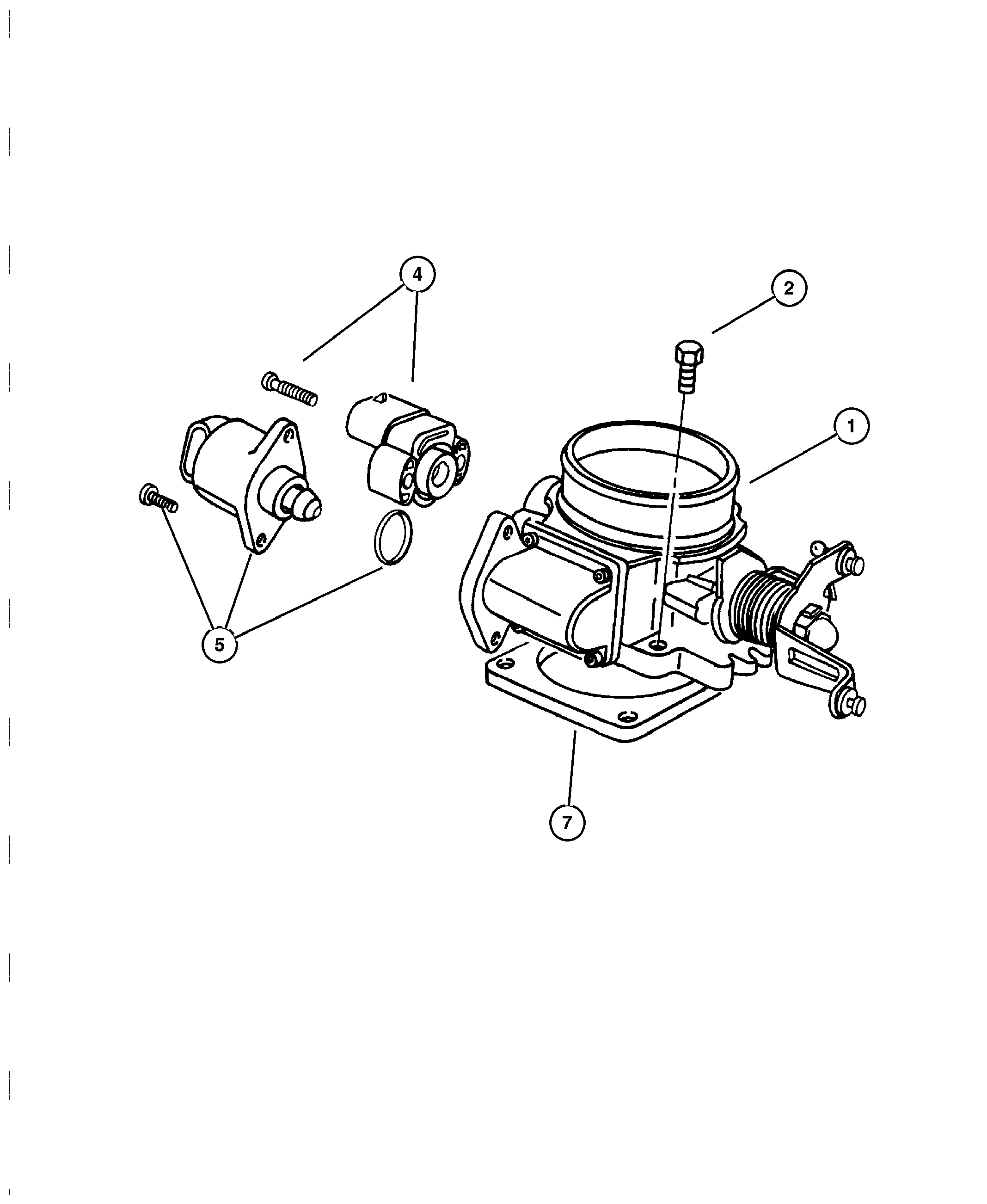 Exploded view: Throttle Body 4.0L (ERH), 5.2L (ELF), 5.9L (EML) Engine