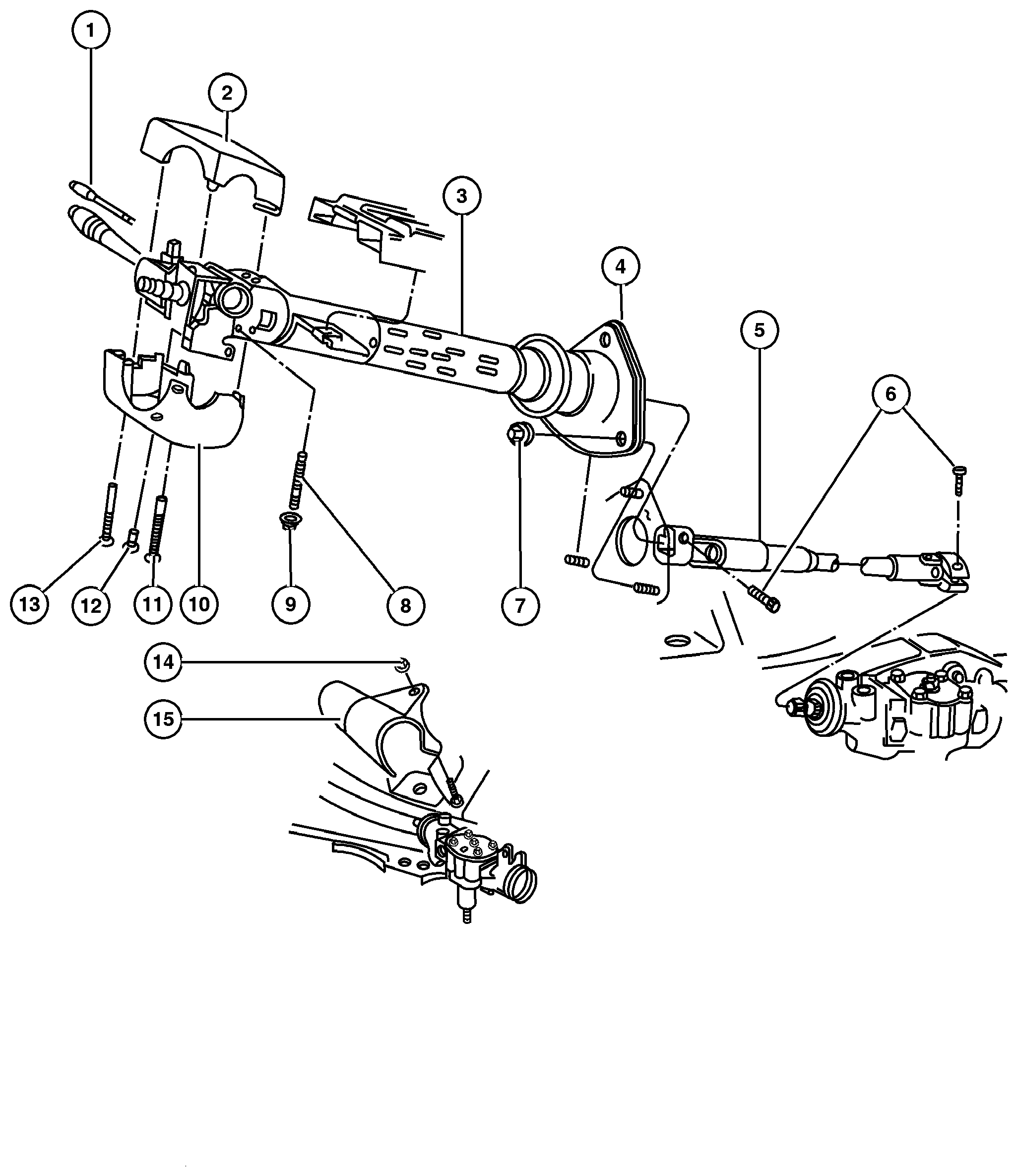 Exploded view: Column,Steering Upper And Lower