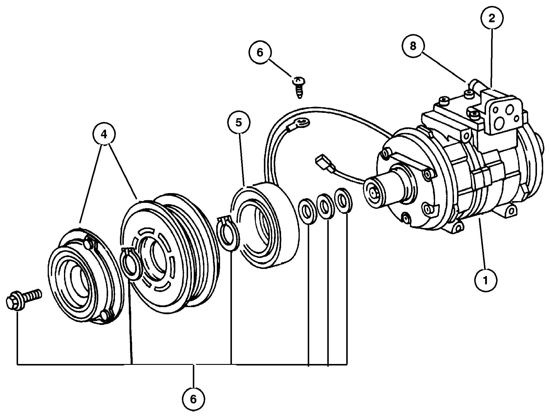 Exploded view: Compressor, Air Conditioning