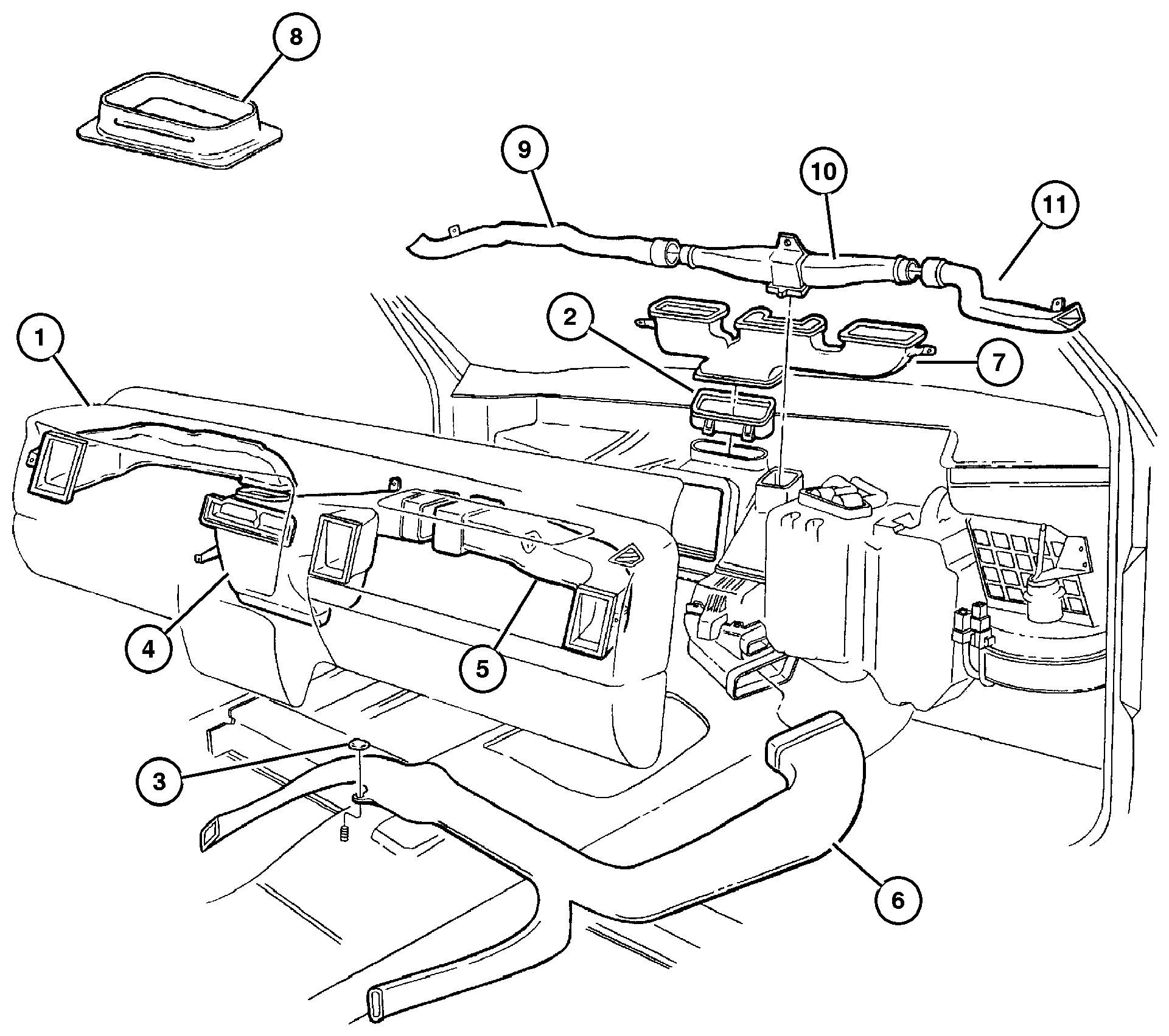 Exploded view: Air Ducts and Outlets