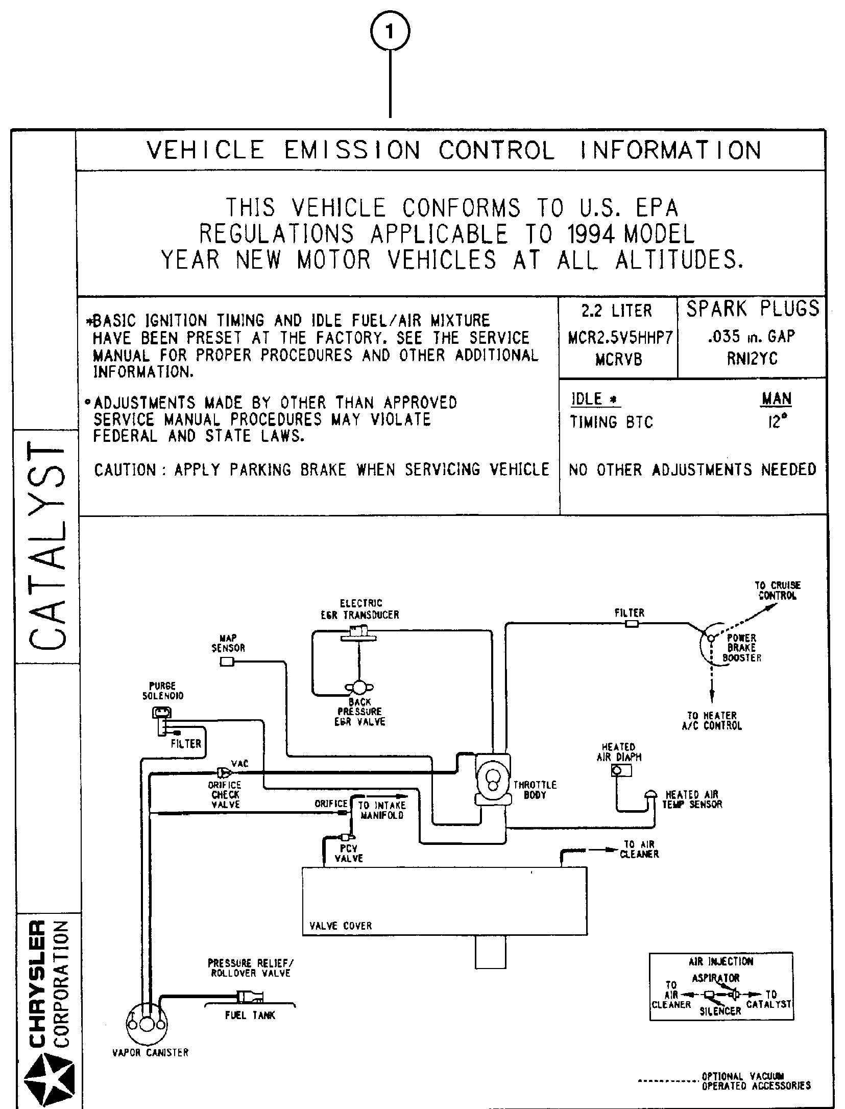 Exploded view: Emission Labels 4.0L (ERH), 5.2L (ELF), 5.9L (EML) Engine
