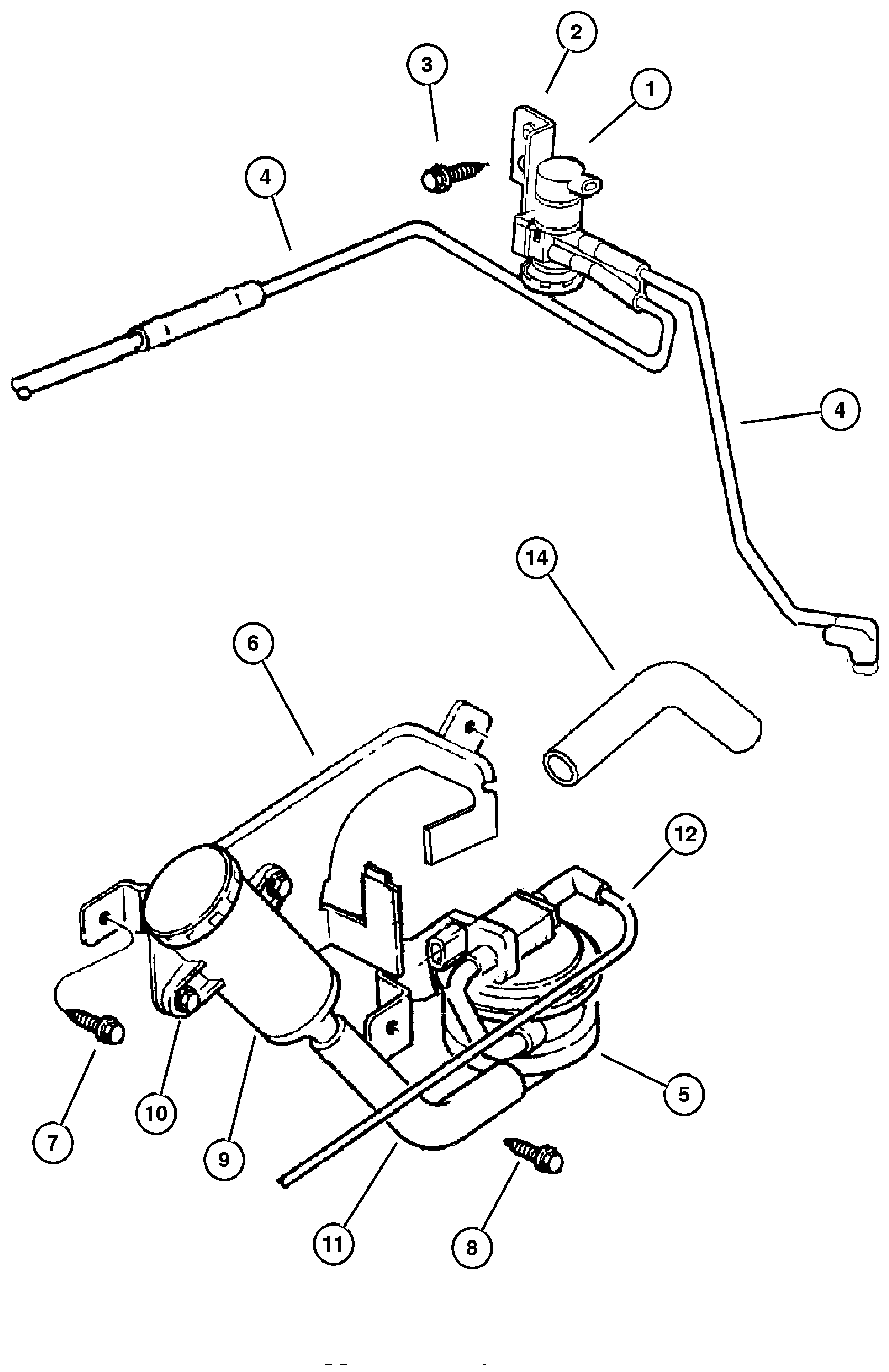 Exploded view: Emission Control Vacuum Harness 5.2L (ELF), 5.9L (EML) Engine
