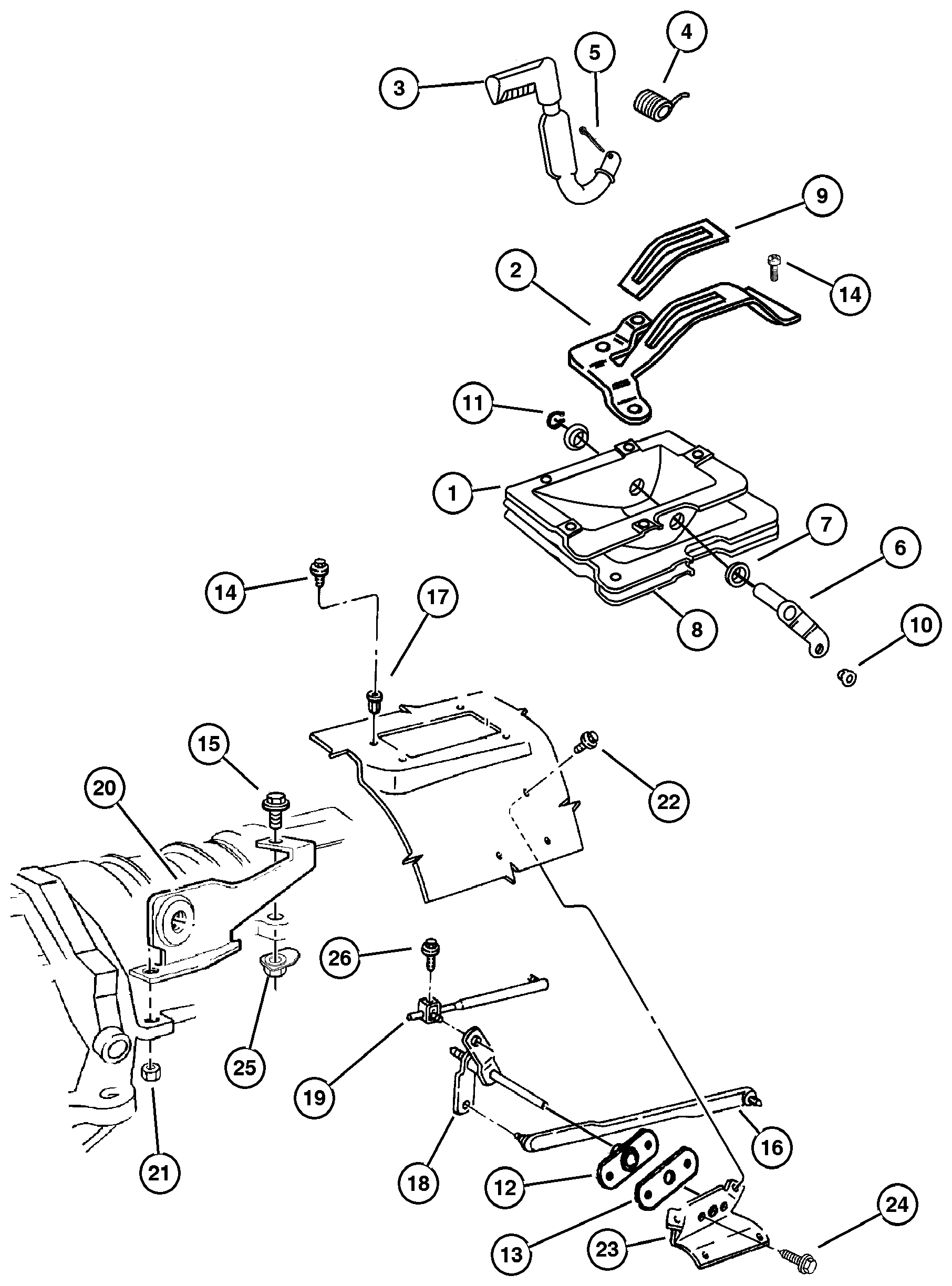 Exploded view: Controls, Shift 242 (DHP)