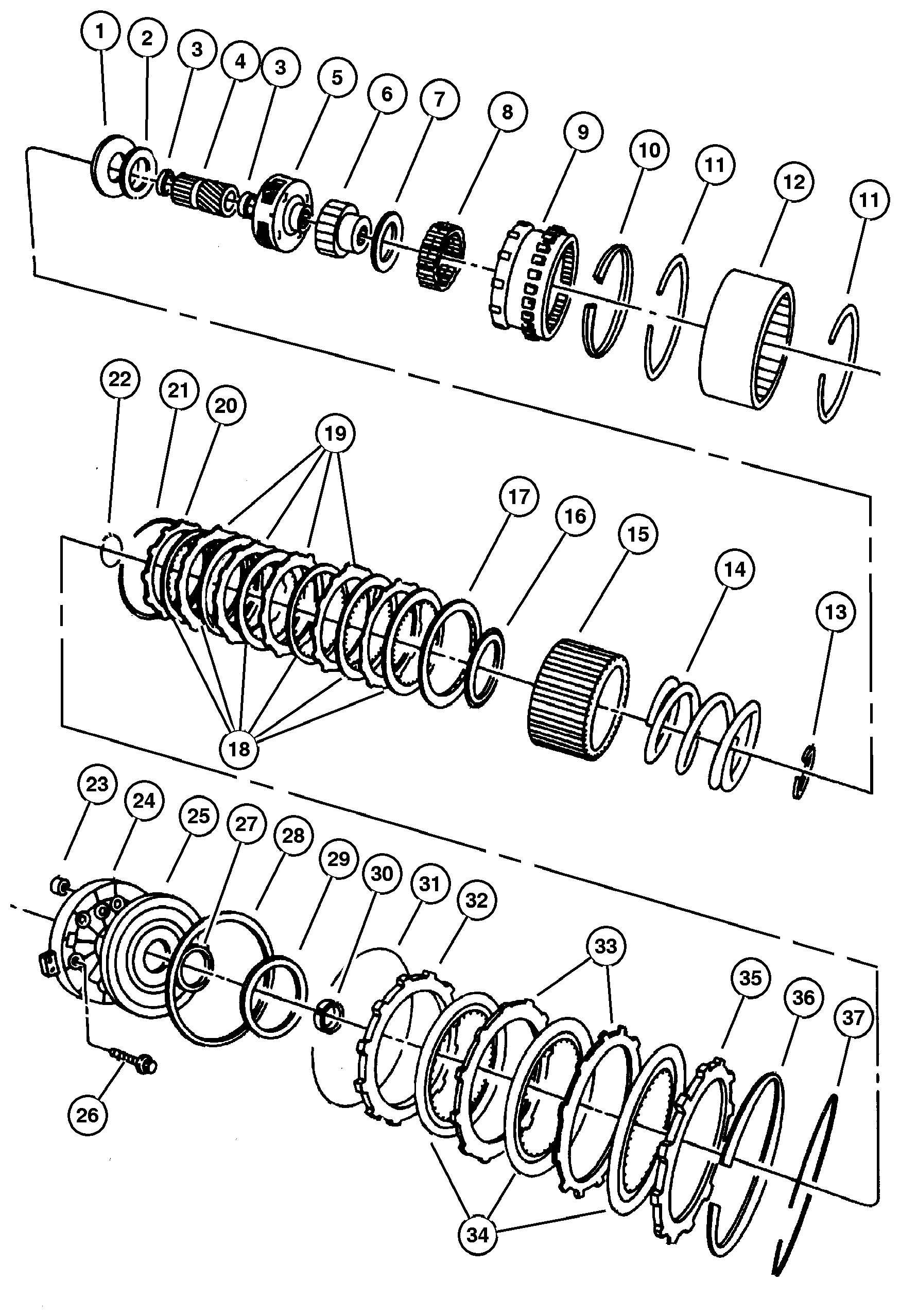 Exploded view: Clutch, Overdrive With Gear Train 42RE (DGK)
