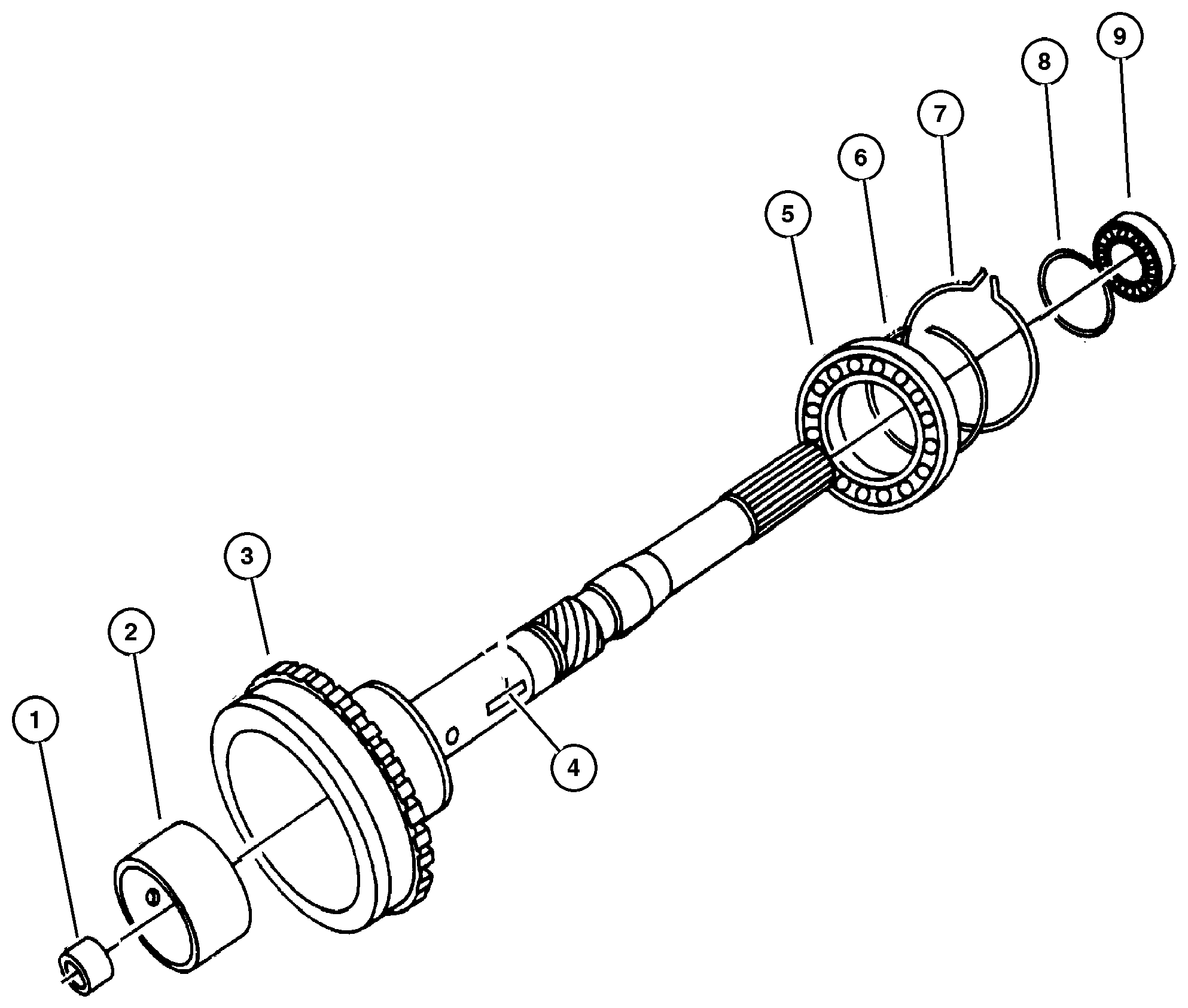 Exploded view: Output Shaft And Gear Train 42RE (DGK)