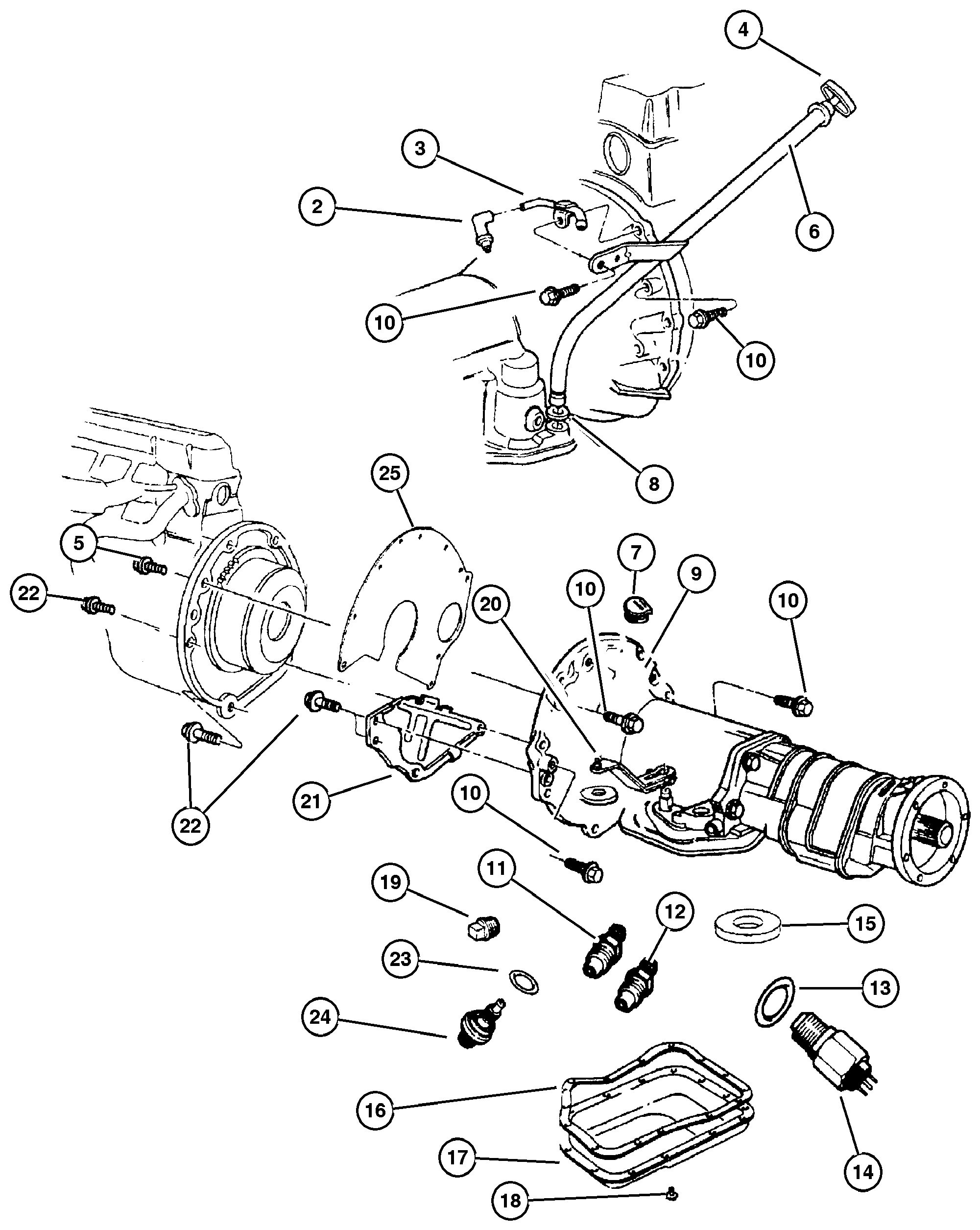 Exploded view: Case and Related Parts 44RE (DGW)