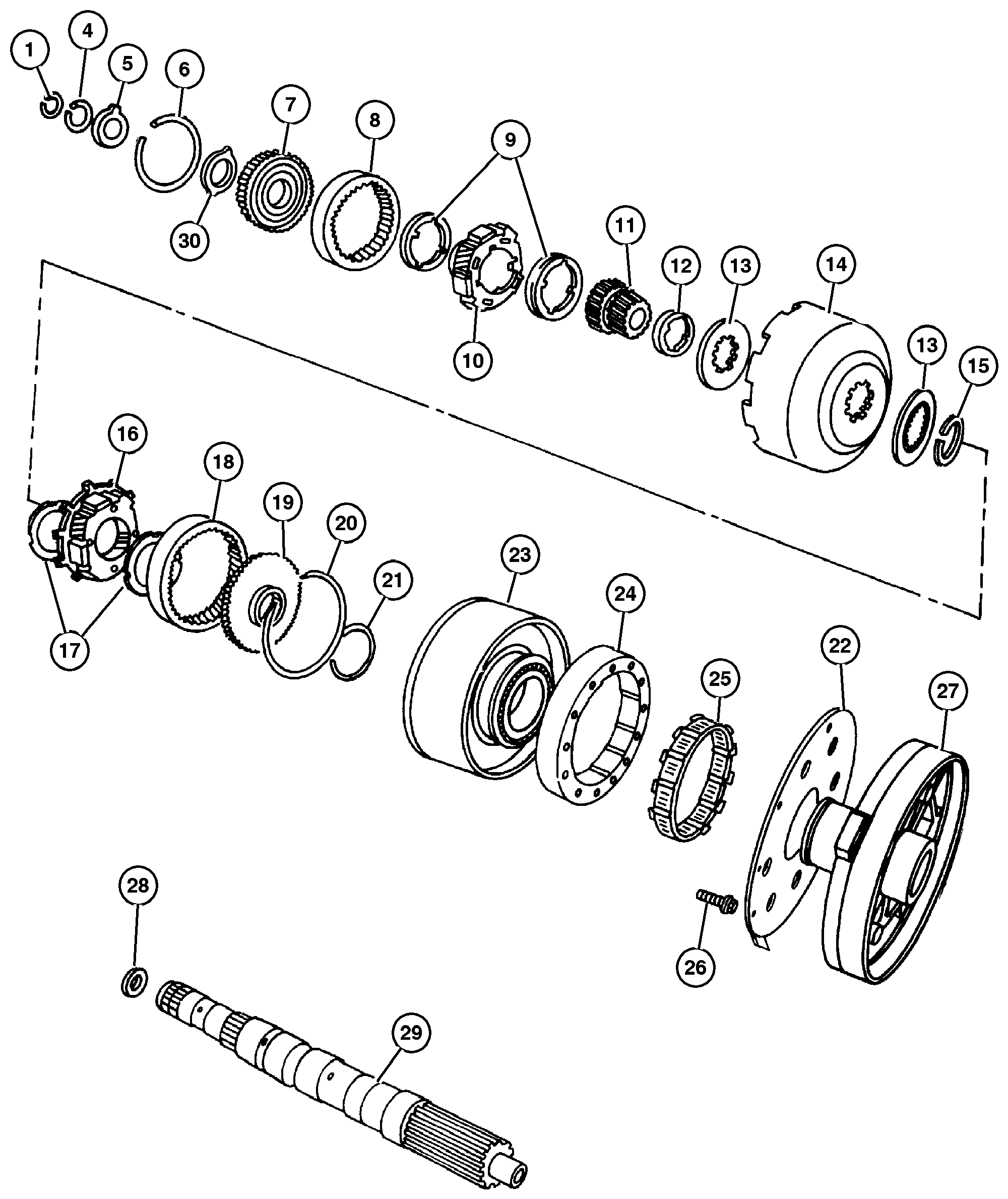 Exploded view: Gear Train 44RE (DGW)