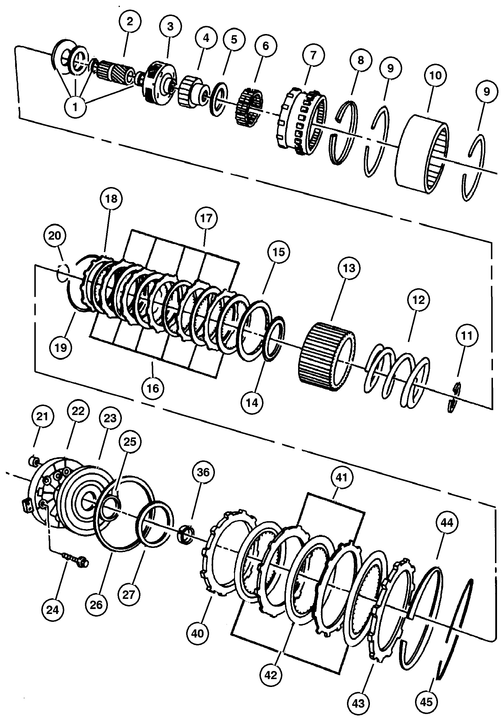 Exploded view: Clutch, Overdrive with Gear Train 46RE DGT