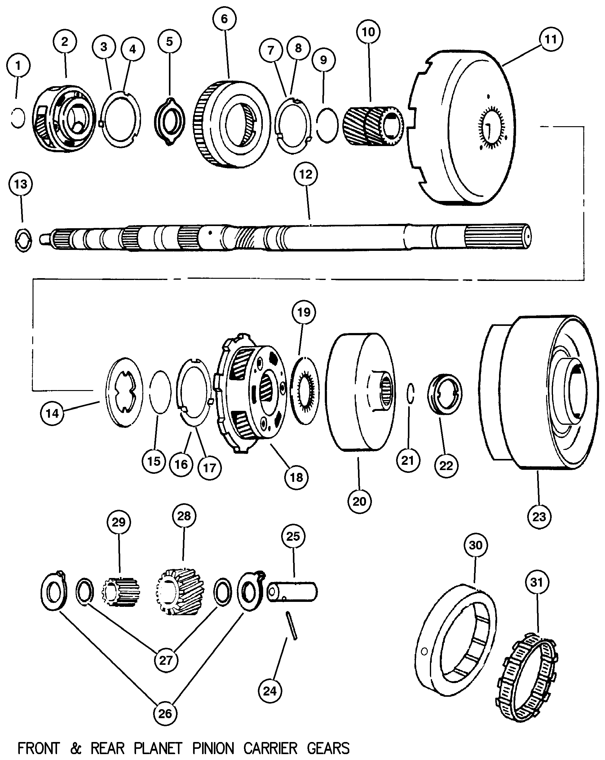Exploded view: Gear Train and Intermediate Shaft 46RE DGT